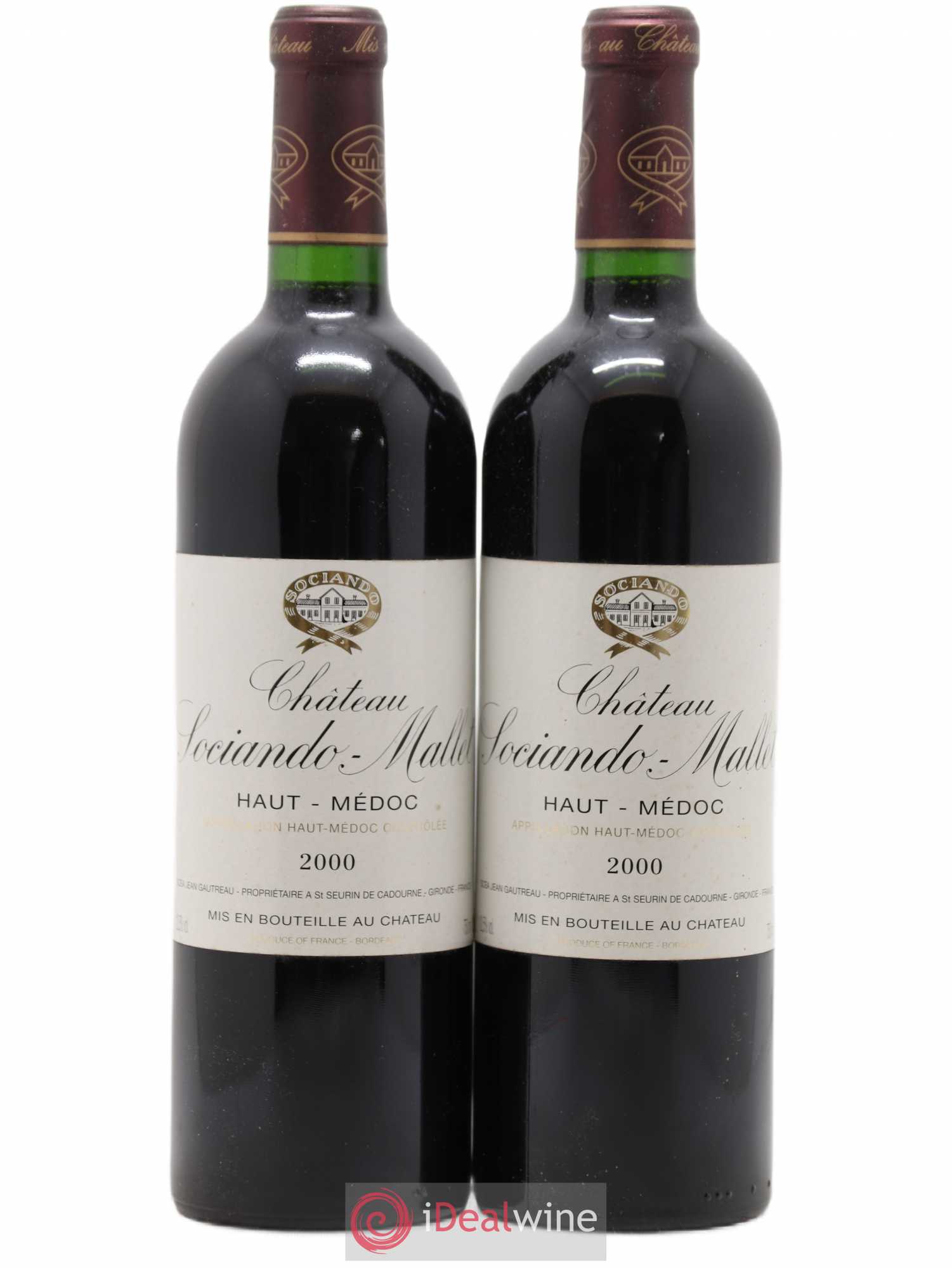 Château Sociando Mallet 2000 - Lot de 2 bouteilles - 0
