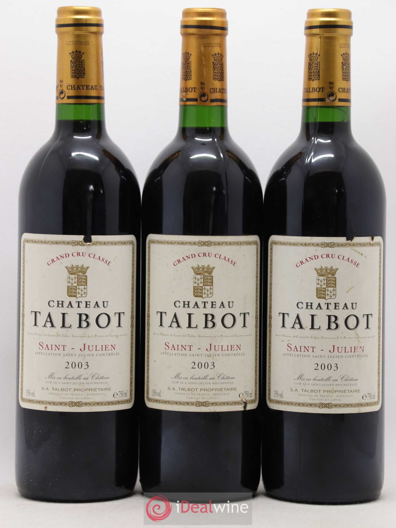 Château Talbot 4ème Grand Cru Classé 2003 - Lot de 6 bouteilles - 2