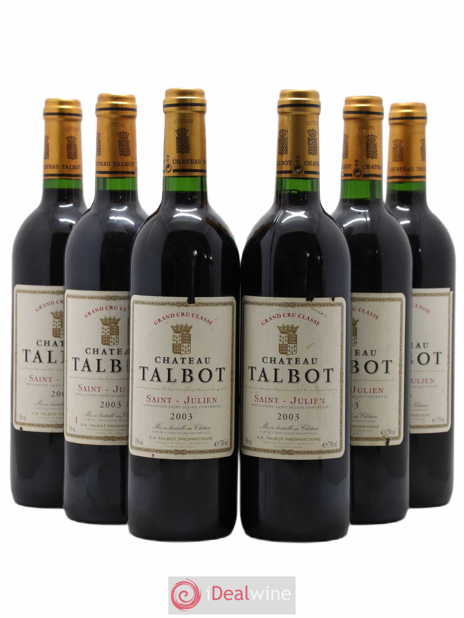 Château Talbot 4ème Grand Cru Classé 2003 - Lot de 6 bouteilles - 0