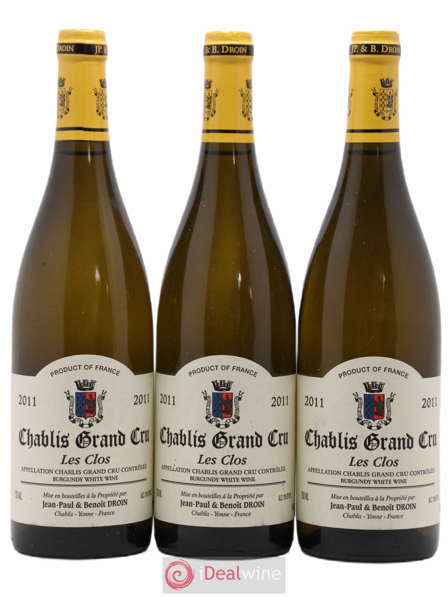 Chablis Grand Cru Les Clos Jean-Paul & Benoît Droin (Domaine) 2011 - Lot de 3 bouteilles - 0