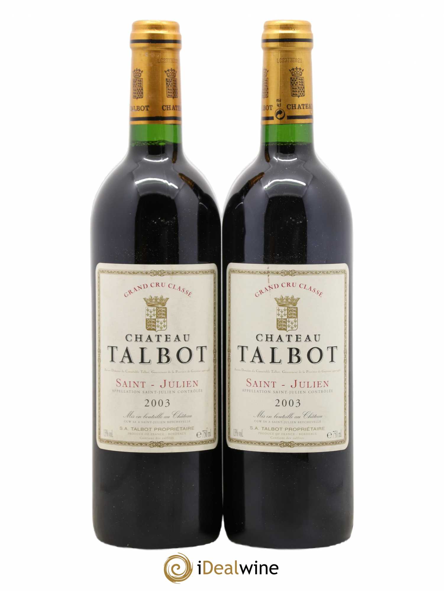 Château Talbot 4ème Grand Cru Classé 2003 - Lot de 2 bouteilles - 0