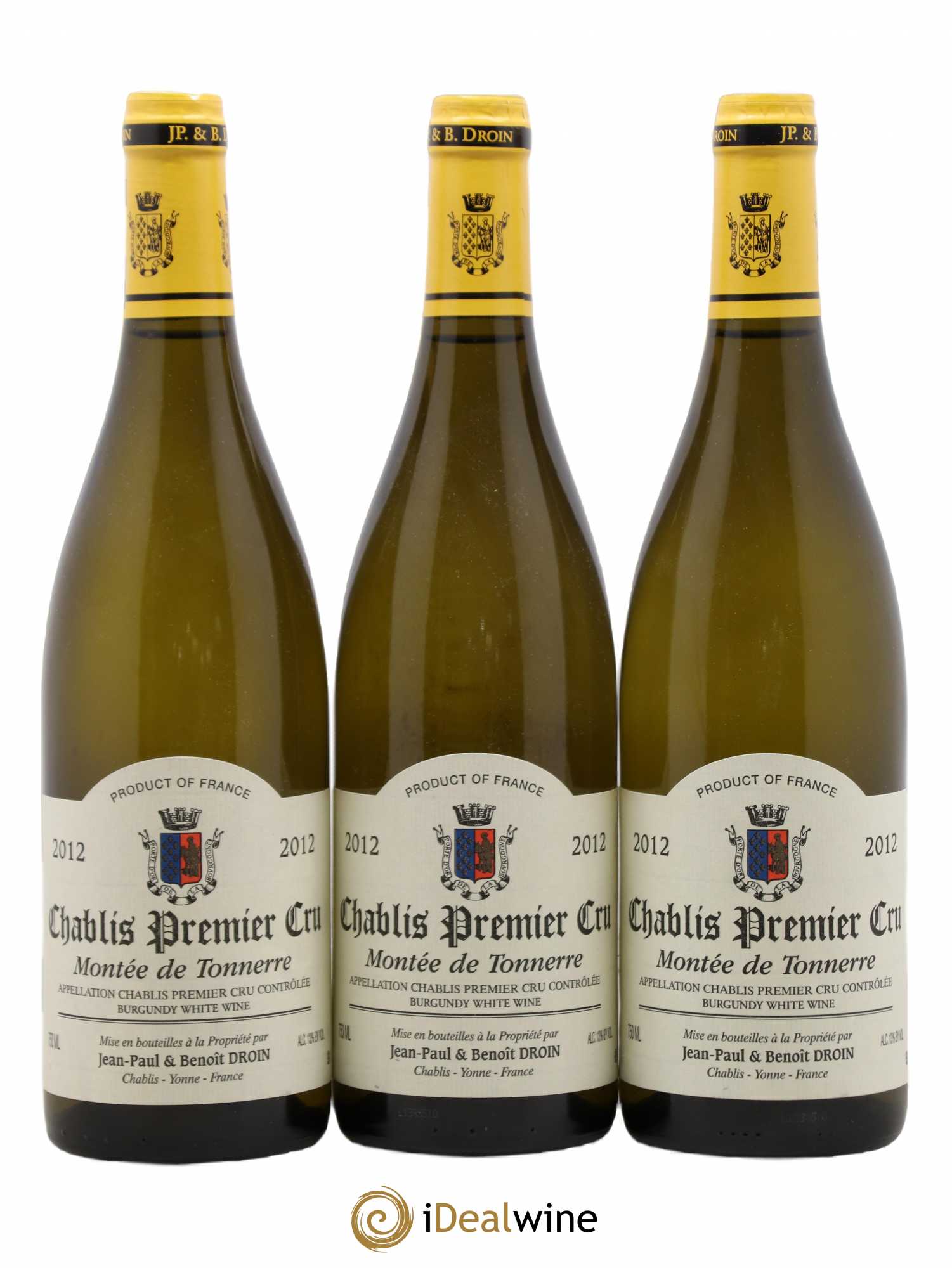 Chablis 1er Cru Montée de Tonnerre Jean-Paul & Benoît Droin (Domaine) 2012 - Lot de 3 bouteilles - 0