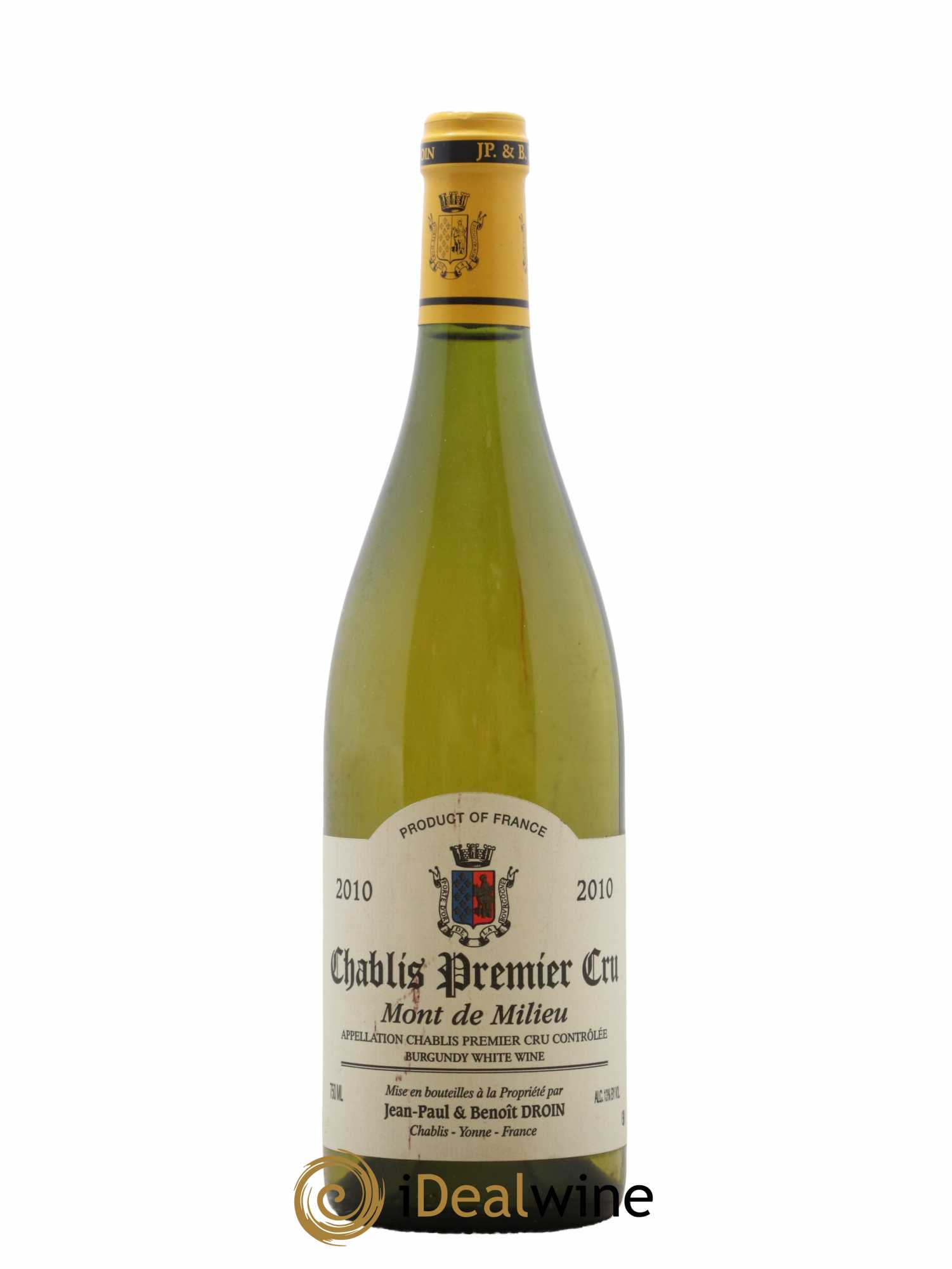 Chablis 1er Cru Mont de Milieu Jean-Paul & Benoît Droin (Domaine) 2010 - Lot de 1 bouteille - 0