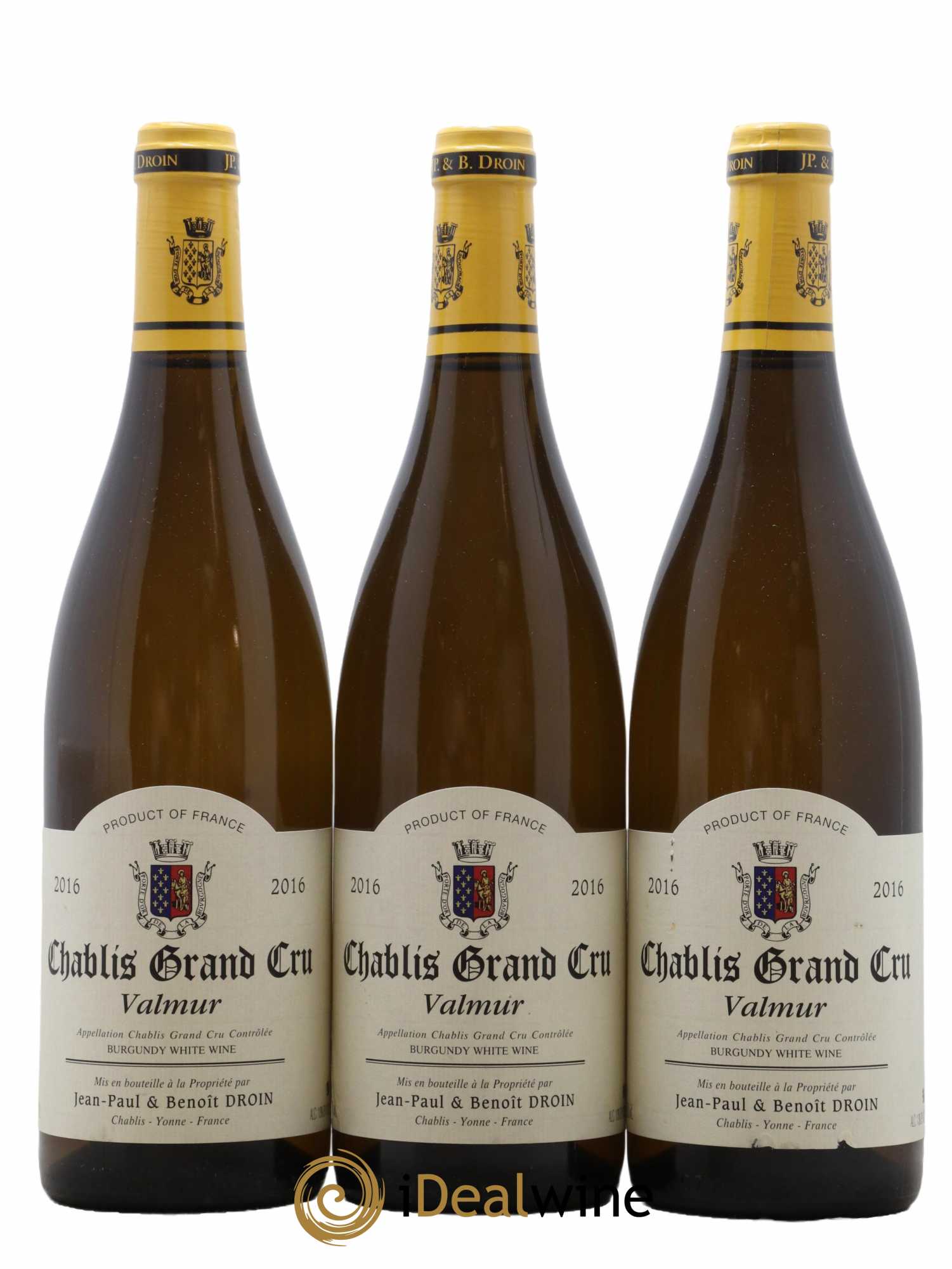 Chablis Grand Cru Valmur Jean-Paul & Benoît Droin (Domaine) 2016 - Lot de 3 bouteilles - 0