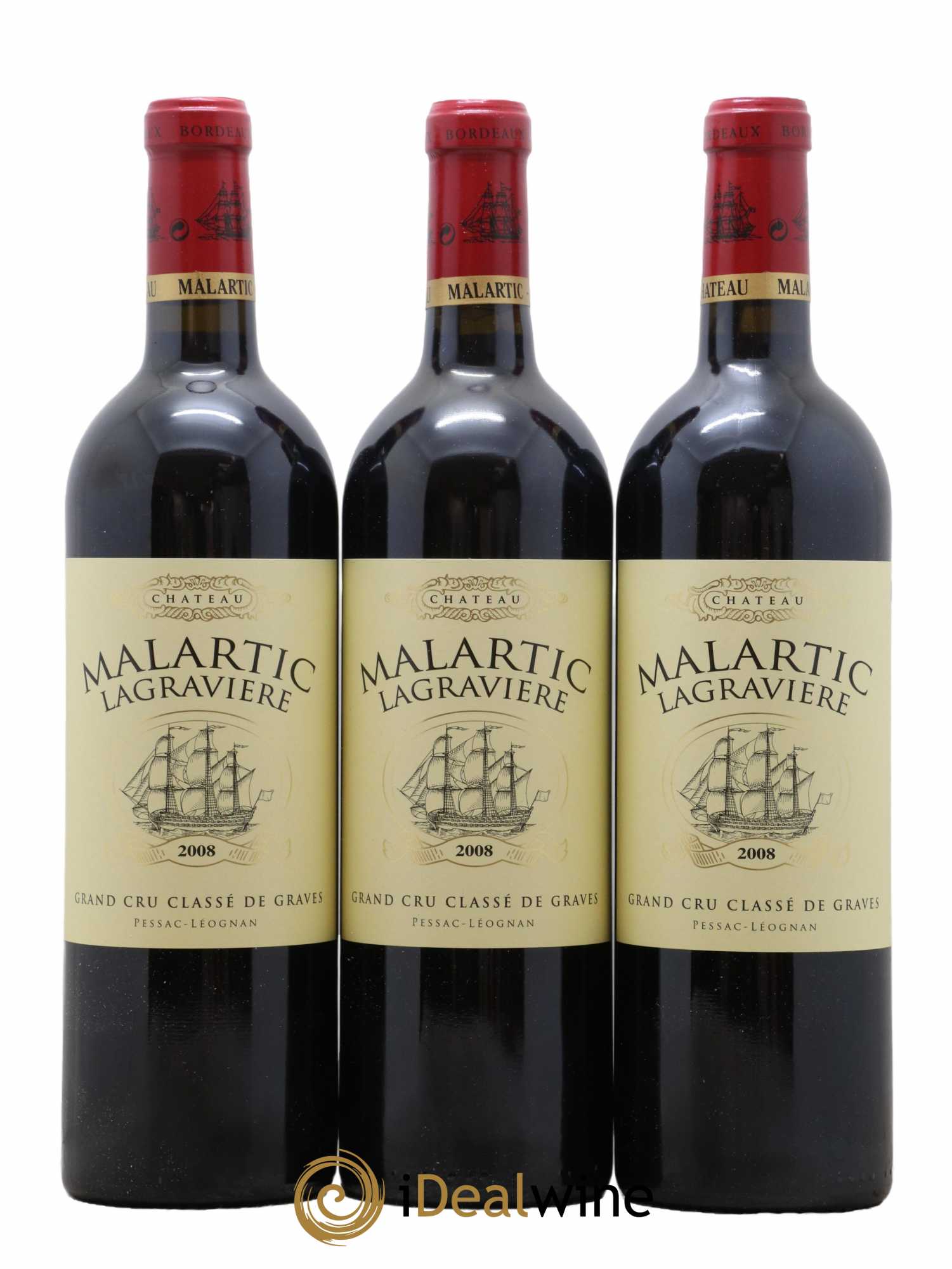 Château Malartic-Lagravière Cru Classé de Graves 2008 - Lot de 3 bouteilles - 0