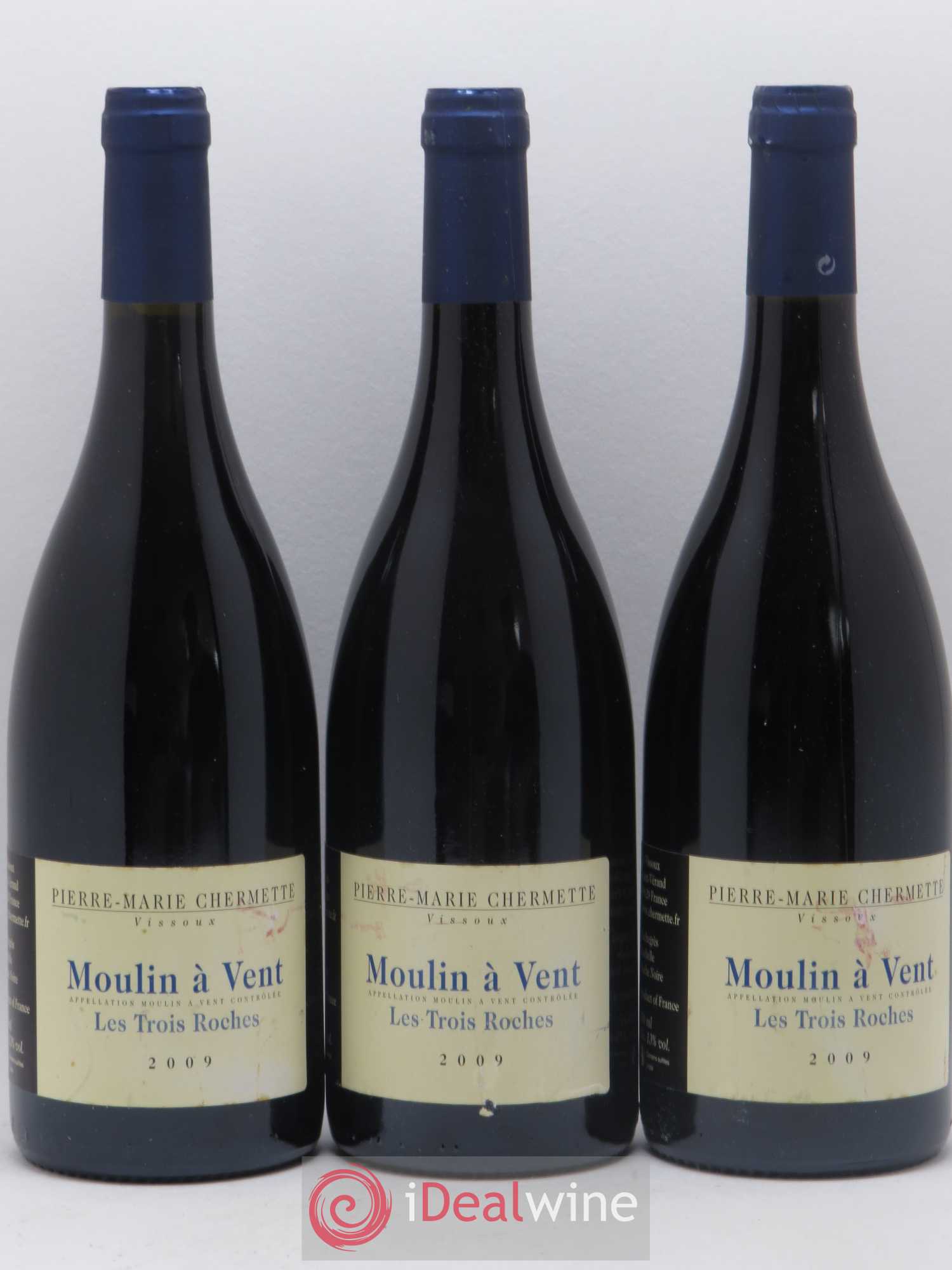 Moulin-à-Vent Les Trois Roches Domaine du Vissoux - P-M. Chermette 2009 - Lot de 3 bouteilles - 0