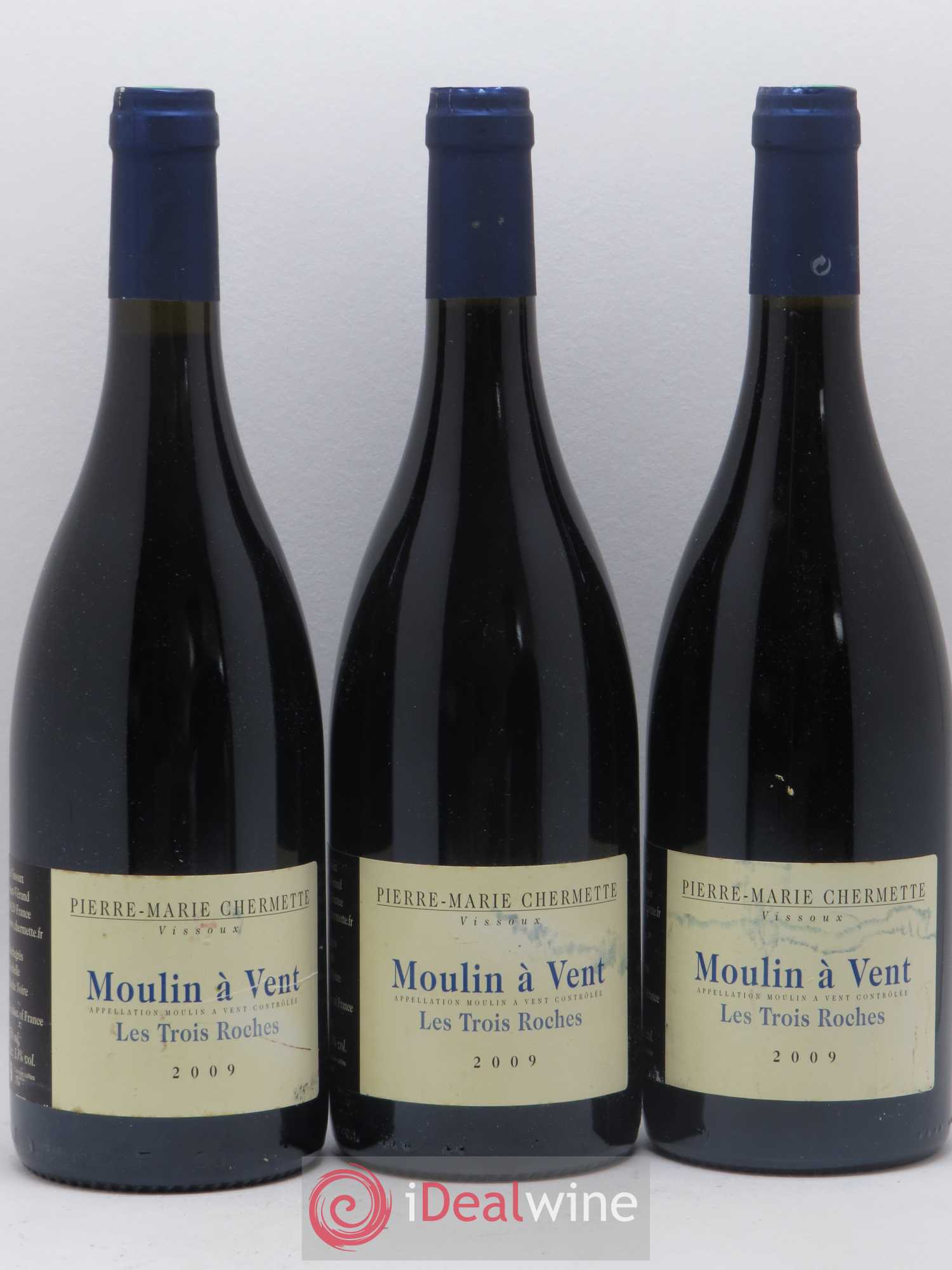 Moulin-à-Vent Les Trois Roches Domaine du Vissoux - P-M. Chermette 2009 - Lot de 3 bouteilles - 0