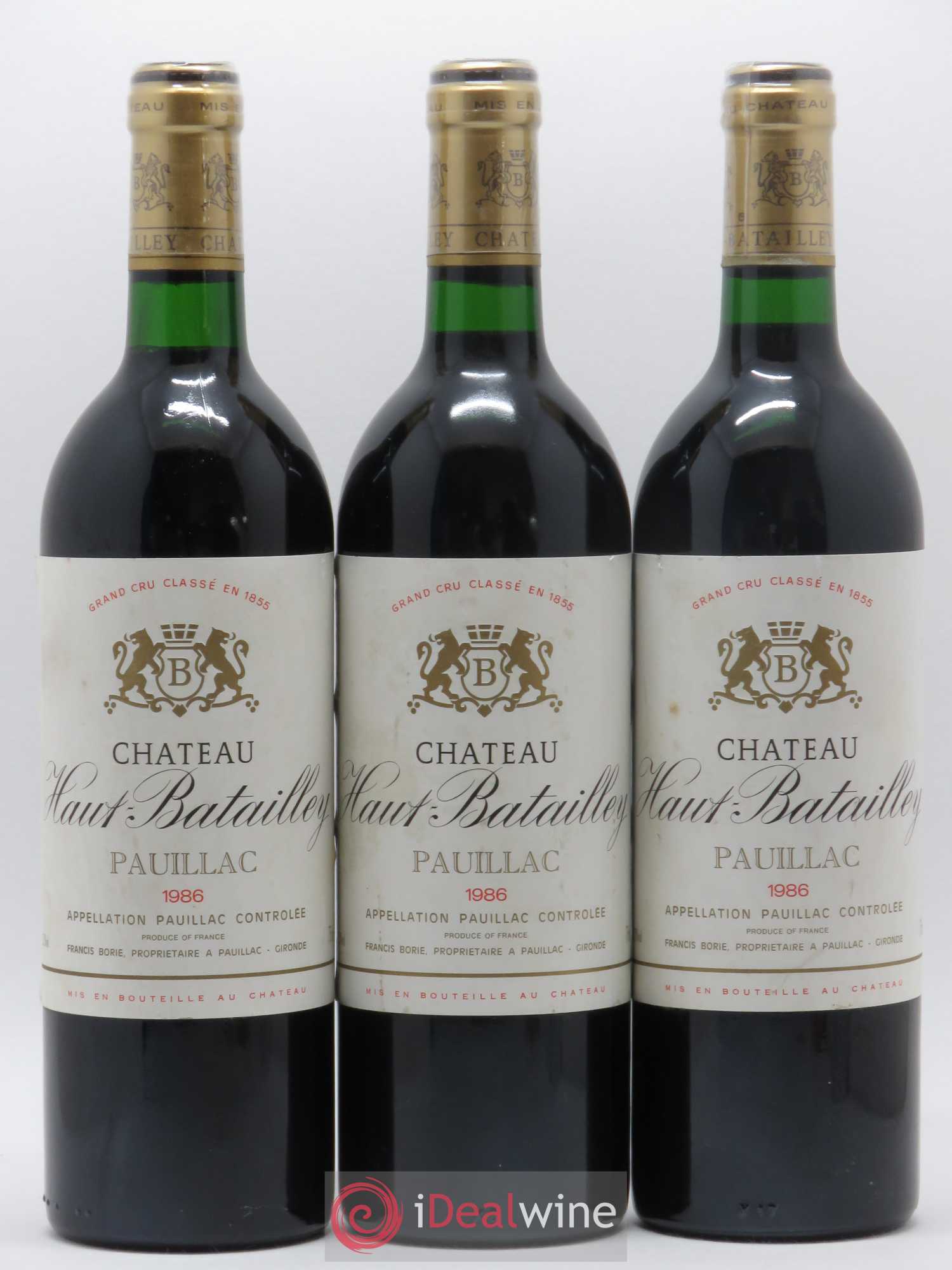 Château Haut Batailley 5ème Grand Cru Classé 1986 - Lot de 3 bouteilles - 0