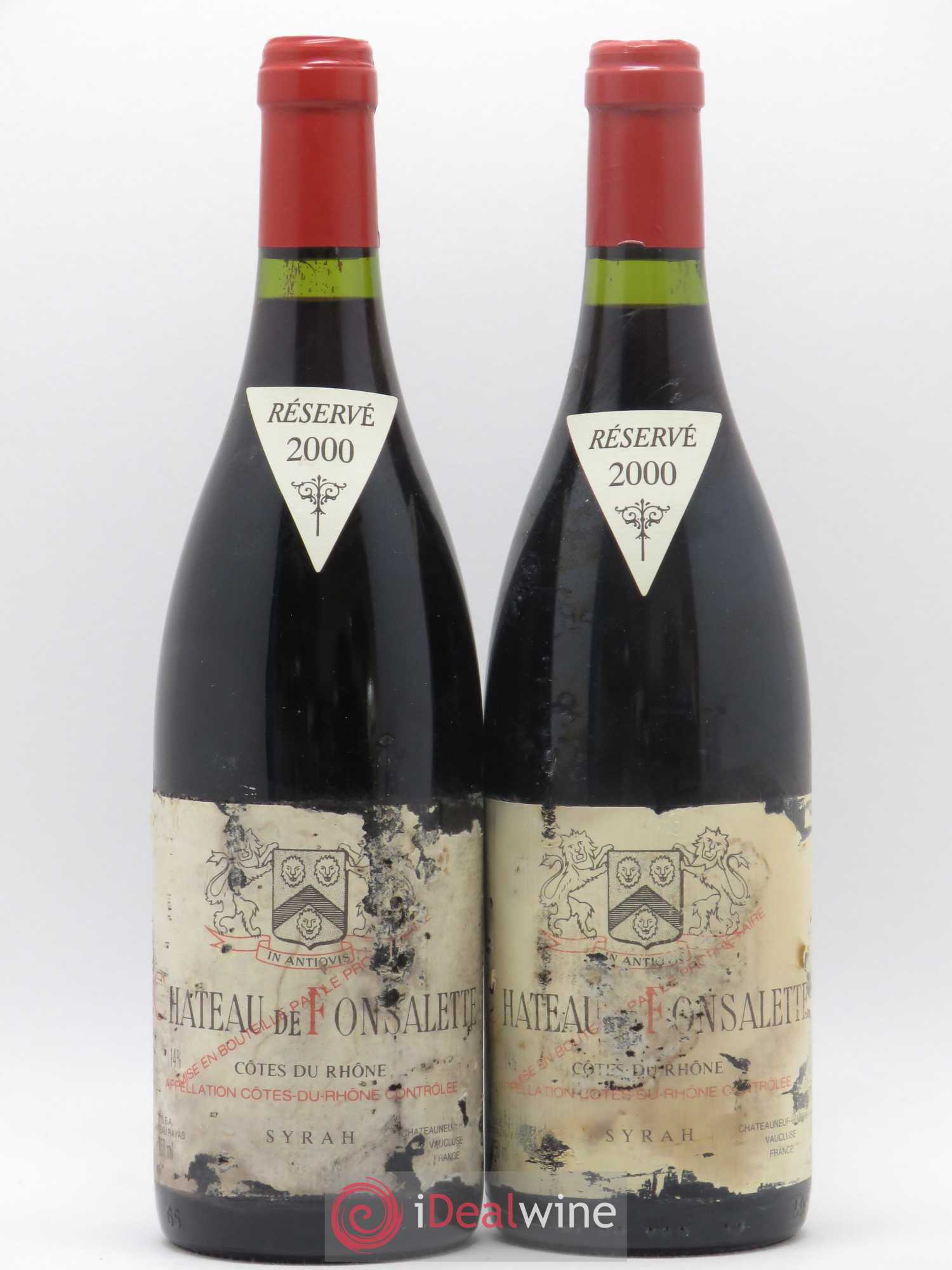 Côtes-du-Rhône Cuvée Syrah Château de Fonsalette 2000 - Lot de 2 bouteilles - 0