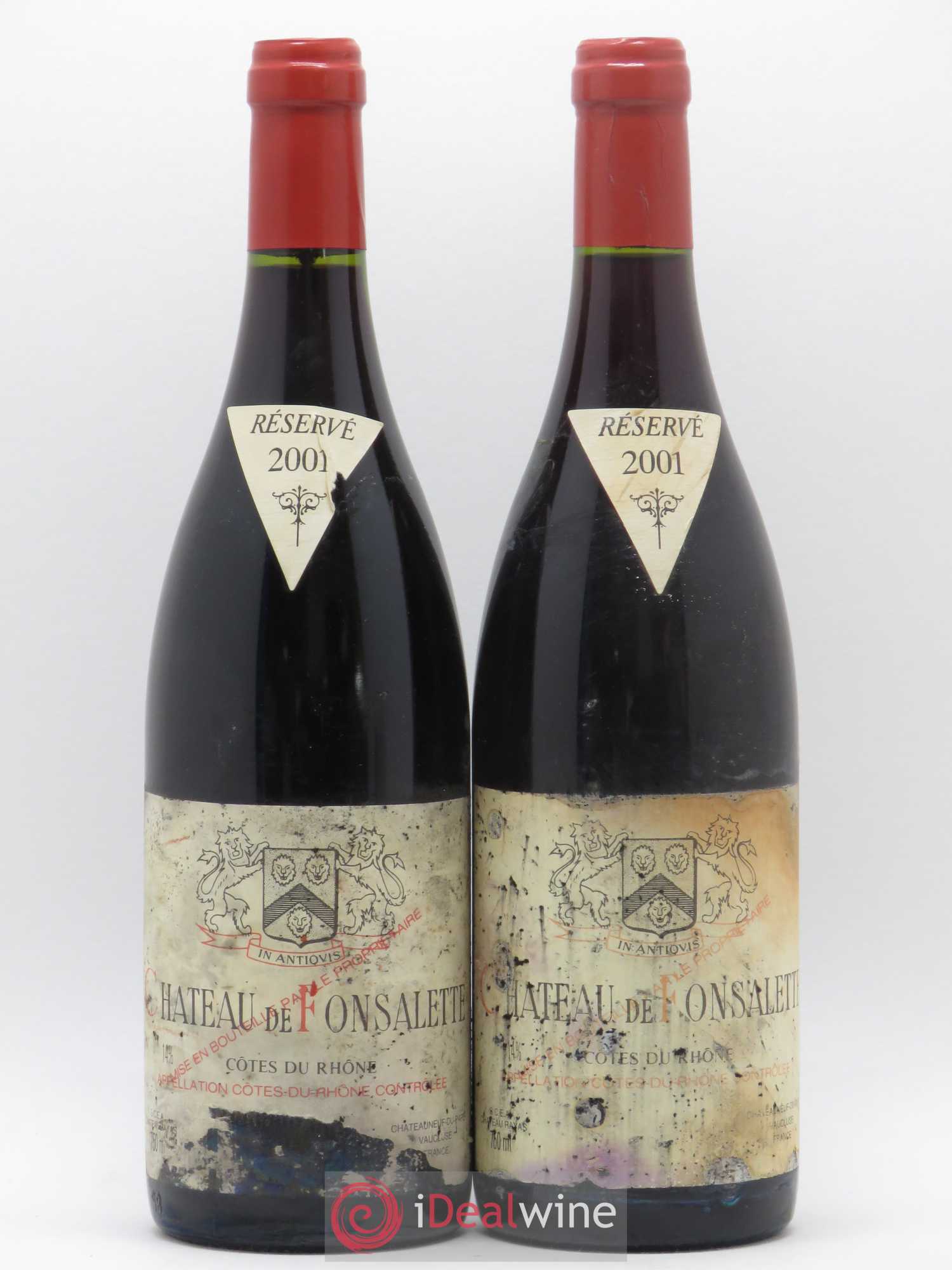 Côtes-du-Rhône Château de Fonsalette Emmanuel Reynaud 2001 - Lot de 2 bouteilles - 0