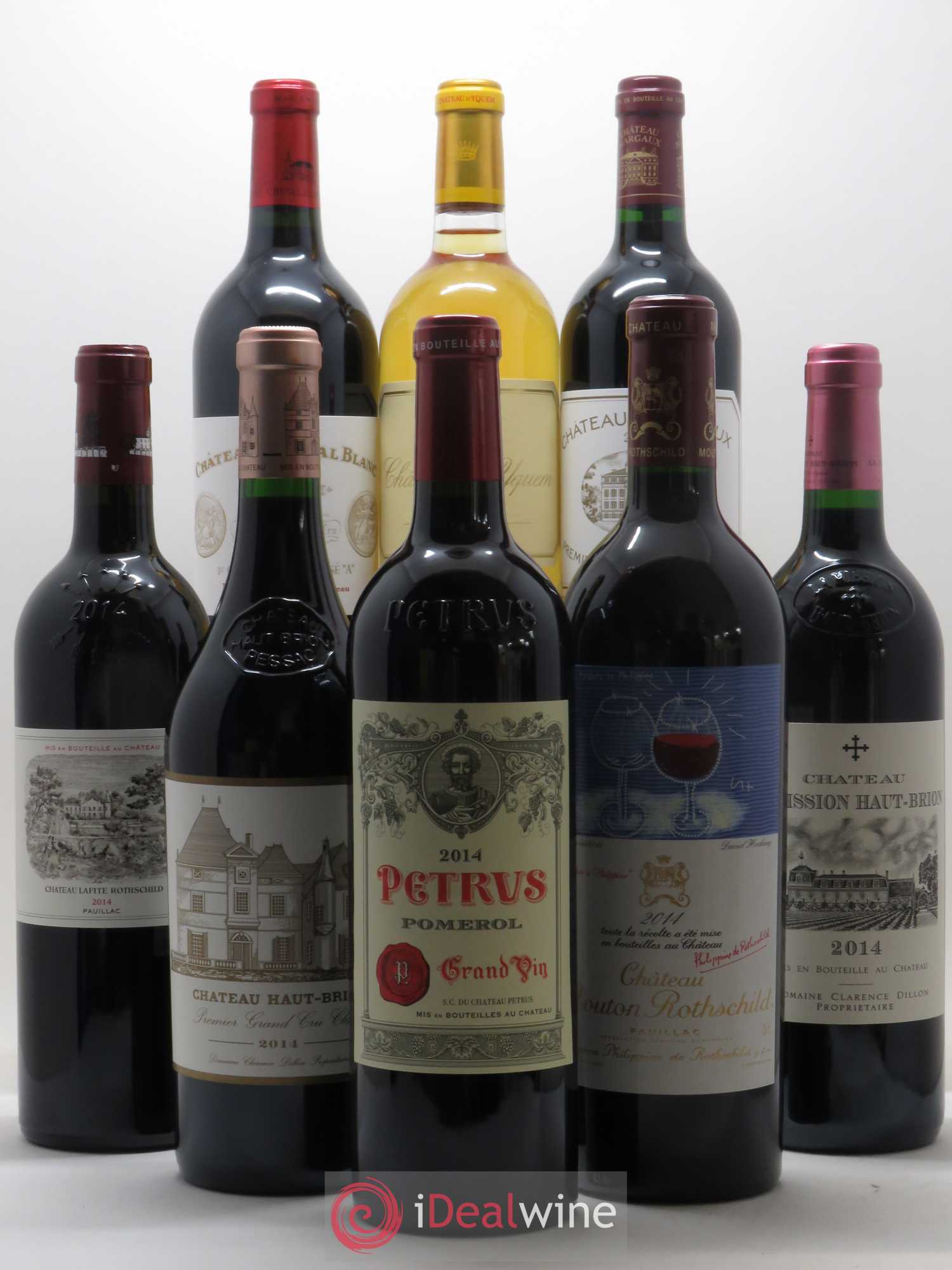 Caisse Collection Duclot 2014 Petrus Cheval Blanc Margaux Yquem Haut-Brion Lafite Rothschild Mission Haut-Brion Mouton Rothschild 2014 - Posten von 8 Flaschen - 0