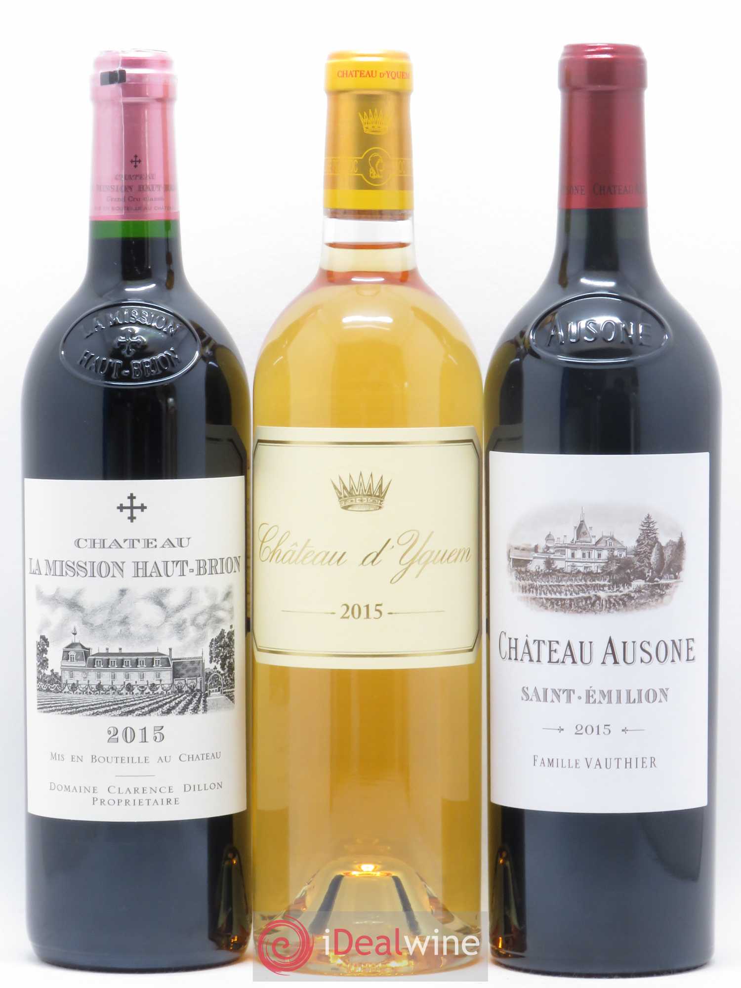 Caisse Duclot Petrus Ausone Cheval Blanc Margaux Yquem Haut-Brion Lafite Rothschild Mission Haut-Brion Mouton Rothschild 2015 - Posten von 9 Flaschen - 1