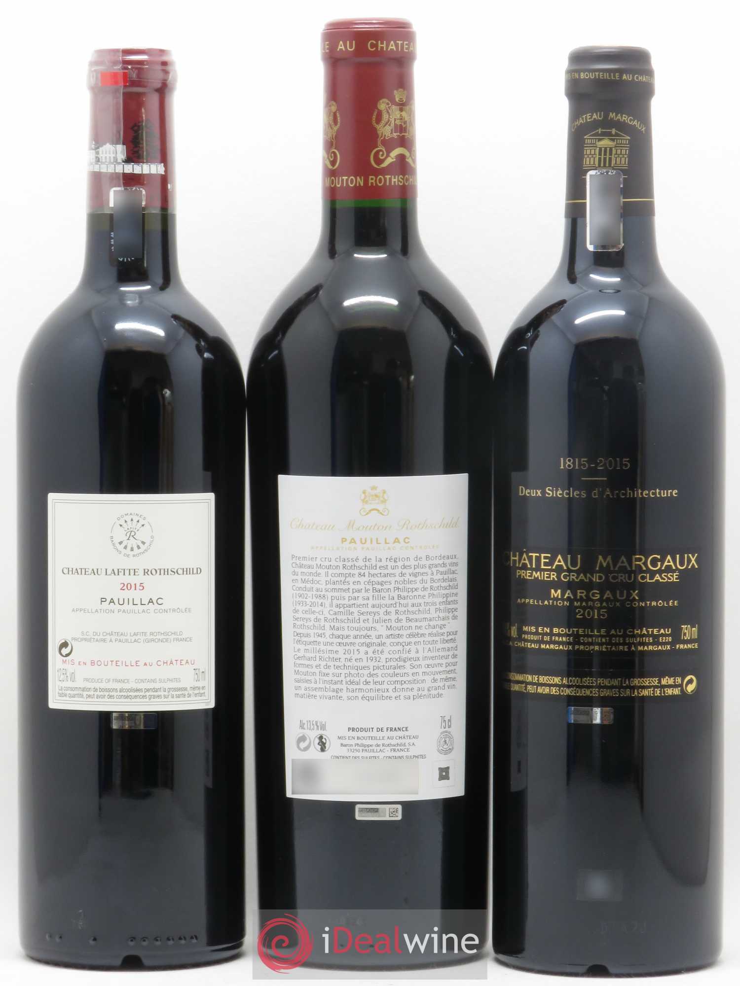 Caisse Duclot Petrus Ausone Cheval Blanc Margaux Yquem Haut-Brion Lafite Rothschild Mission Haut-Brion Mouton Rothschild 2015 - Posten von 9 Flaschen - 4