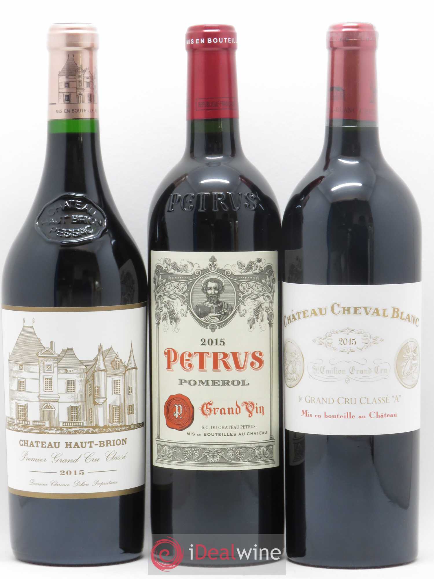 Caisse Duclot Petrus Ausone Cheval Blanc Margaux Yquem Haut-Brion Lafite Rothschild Mission Haut-Brion Mouton Rothschild 2015 - Posten von 9 Flaschen - 5