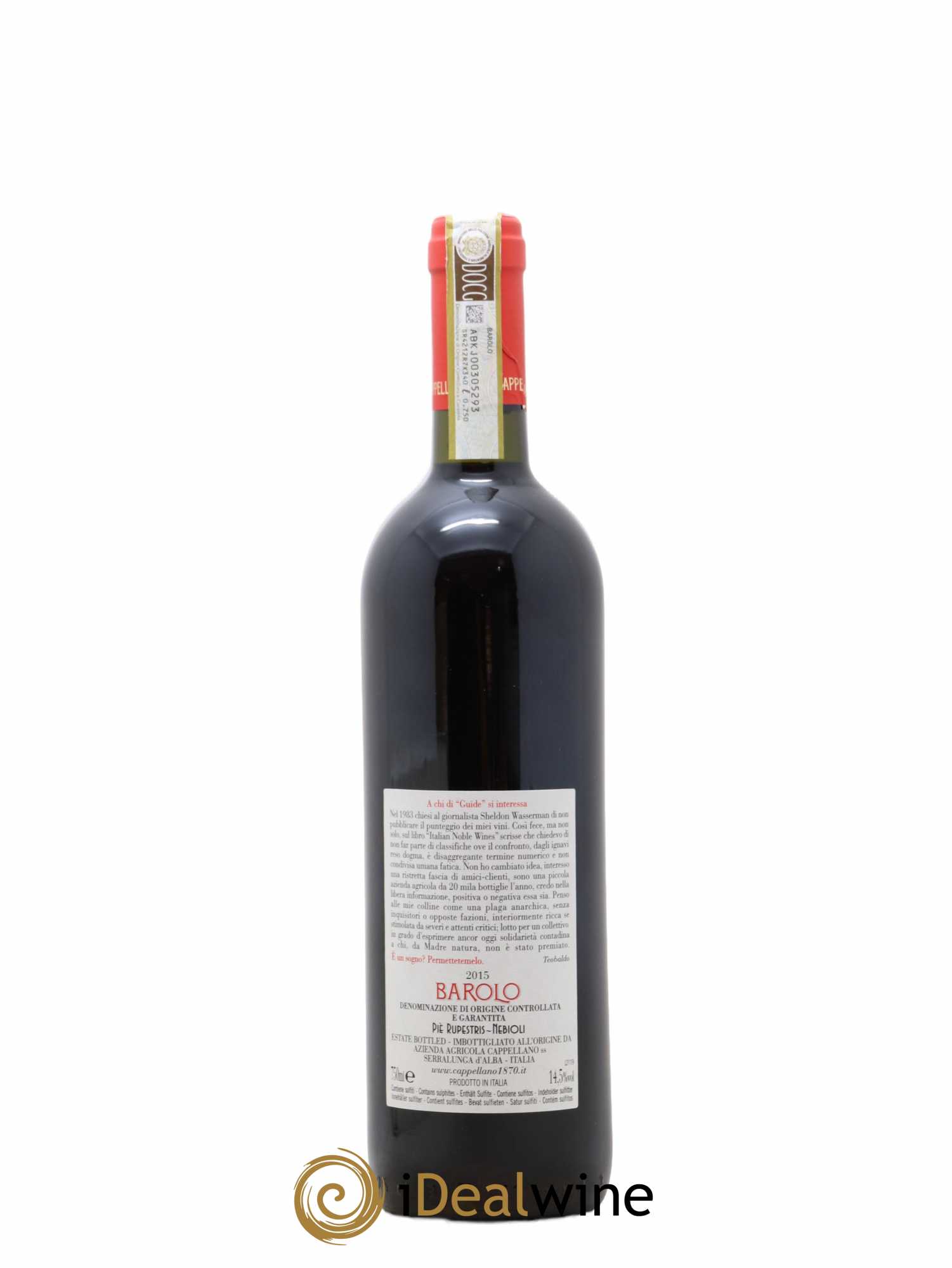 Barolo DOCG Pie Rupestris Cappellano 2015 - Lot de 1 bouteille - 1