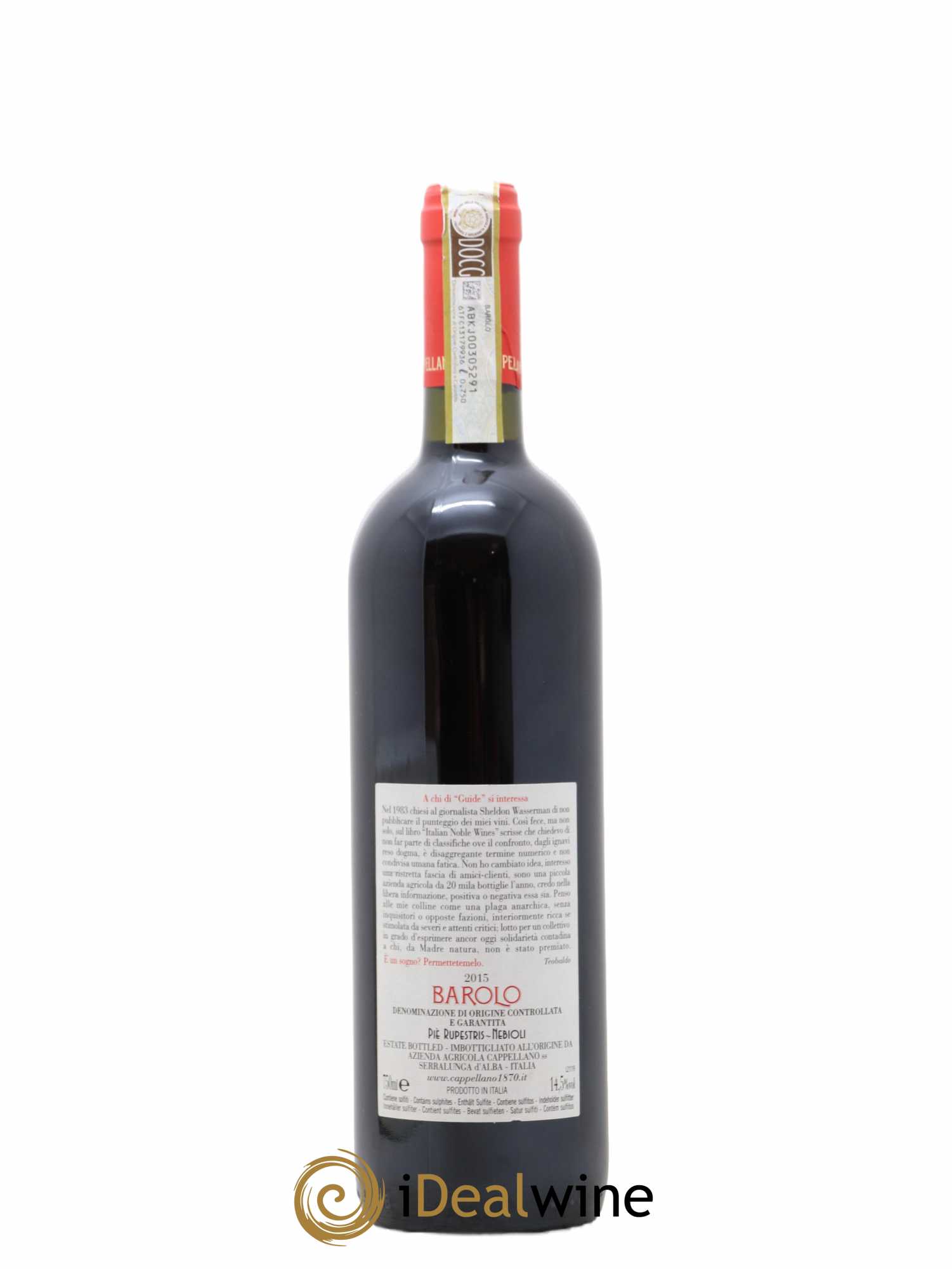Barolo DOCG Pie Rupestris Cappellano 2015 - Lot of 1 bottle - 1