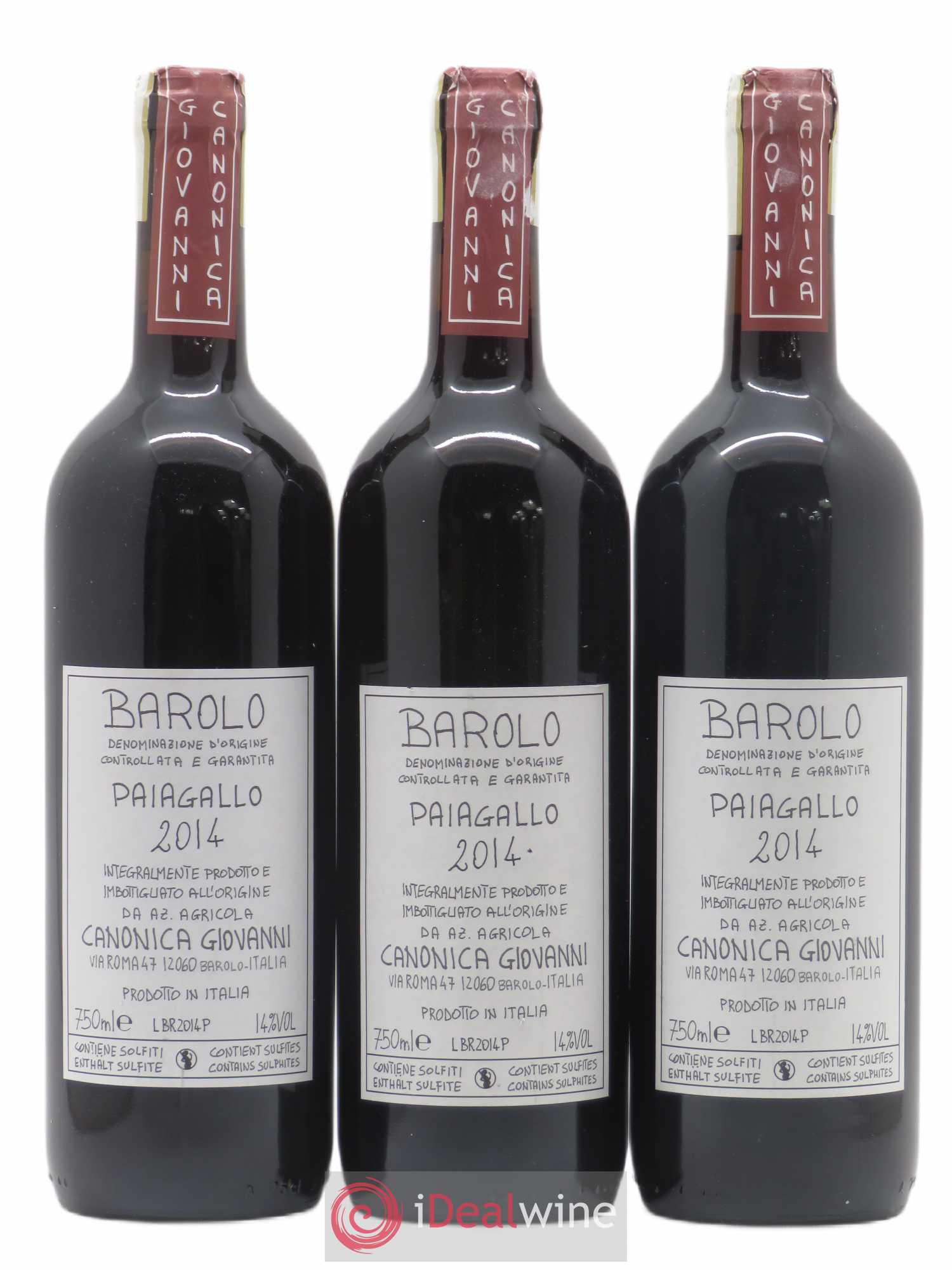 Barolo DOCG Paiagallo Giovanni Canonica 2014 - Lot de 3 bouteilles - 0