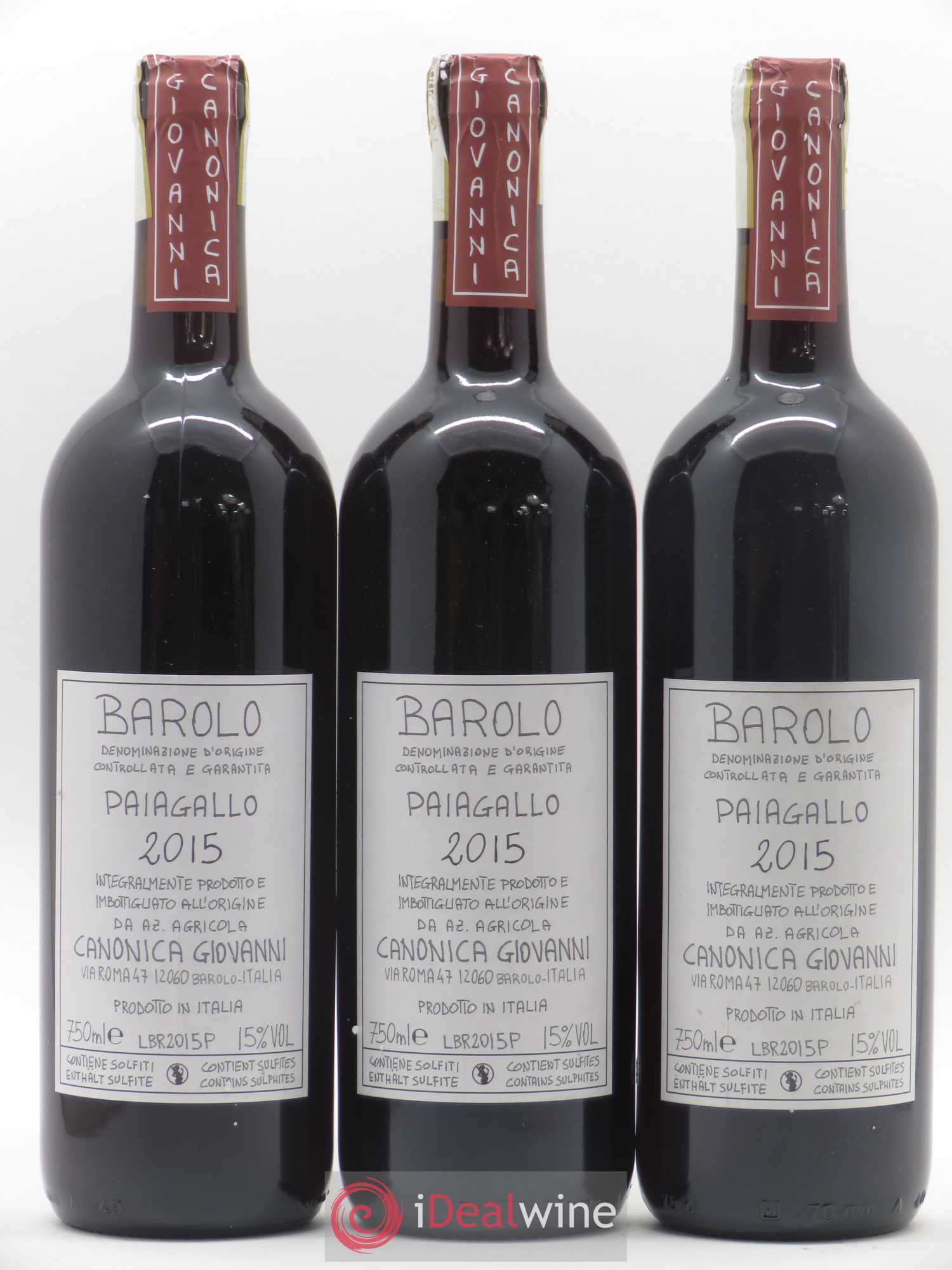 Barolo DOCG Paiagallo Giovanni Canonica 2015 - Lot de 3 bouteilles - 0