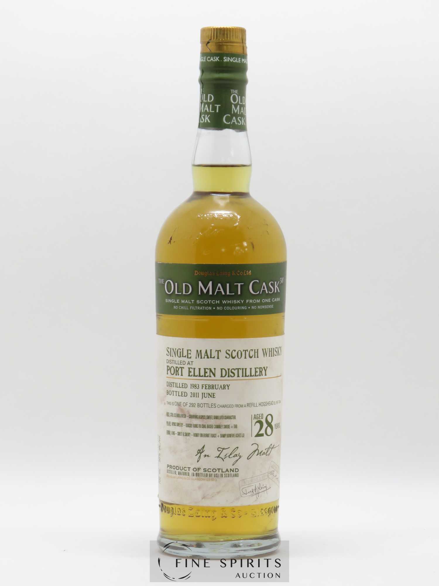 Port Ellen 28 years 1983 Douglas Laing Refill Hogshead DL REF 7244 - One of 292 - bottled 2011 Old Malt Cask - Lot de 1 bouteille - 0