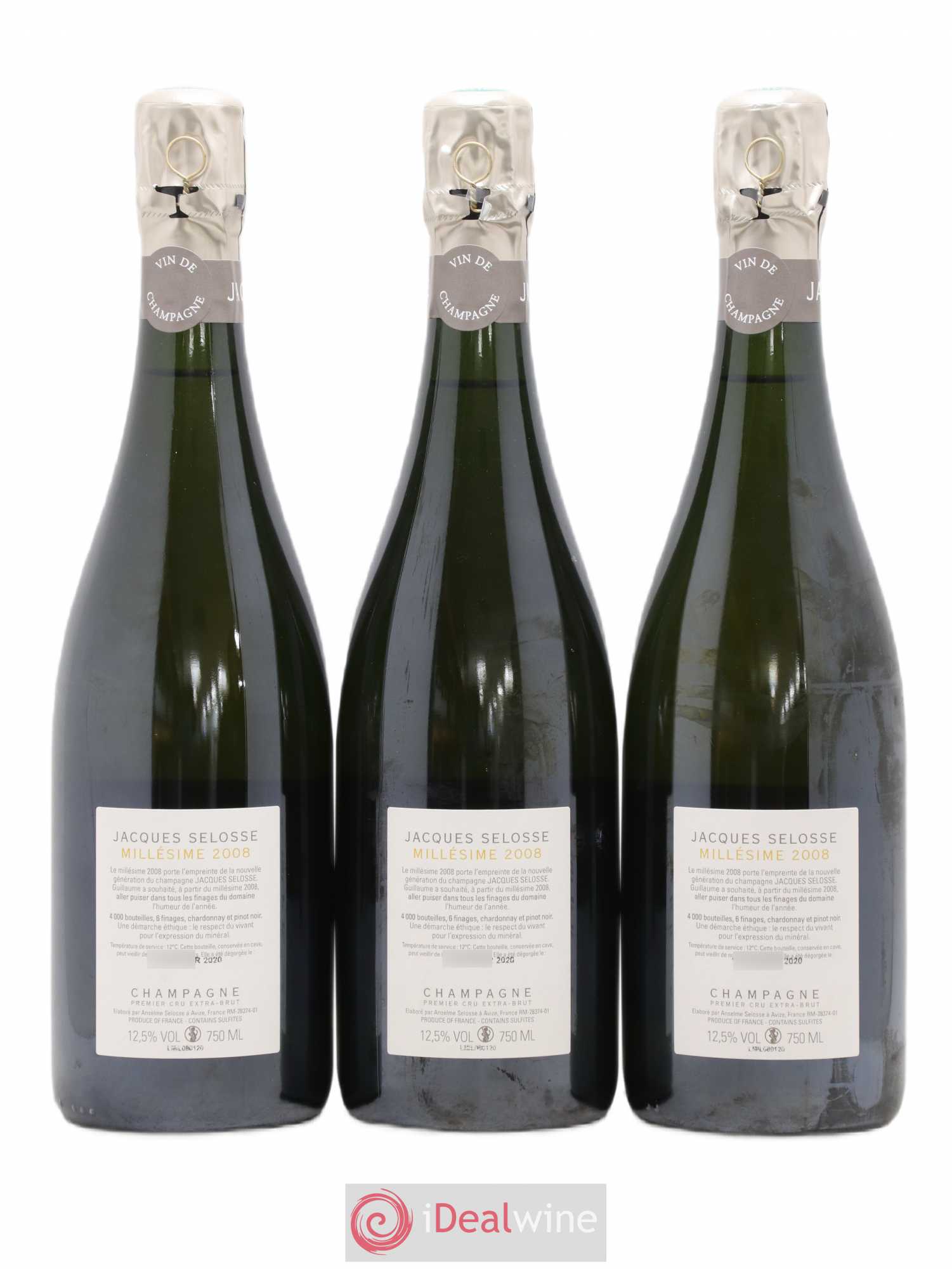 1er Cru Millésimé Extra-Brut Jacques Selosse 2008 - Lot de 3 bouteilles - 1
