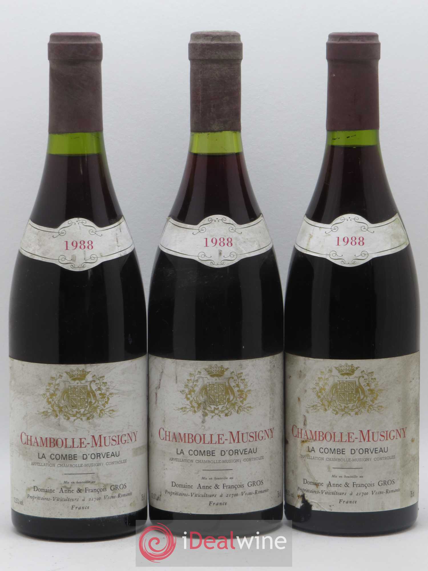 Chambolle-Musigny La Combe d'Orveau Anne Gros 1988 - Lot de 3 bouteilles - 0