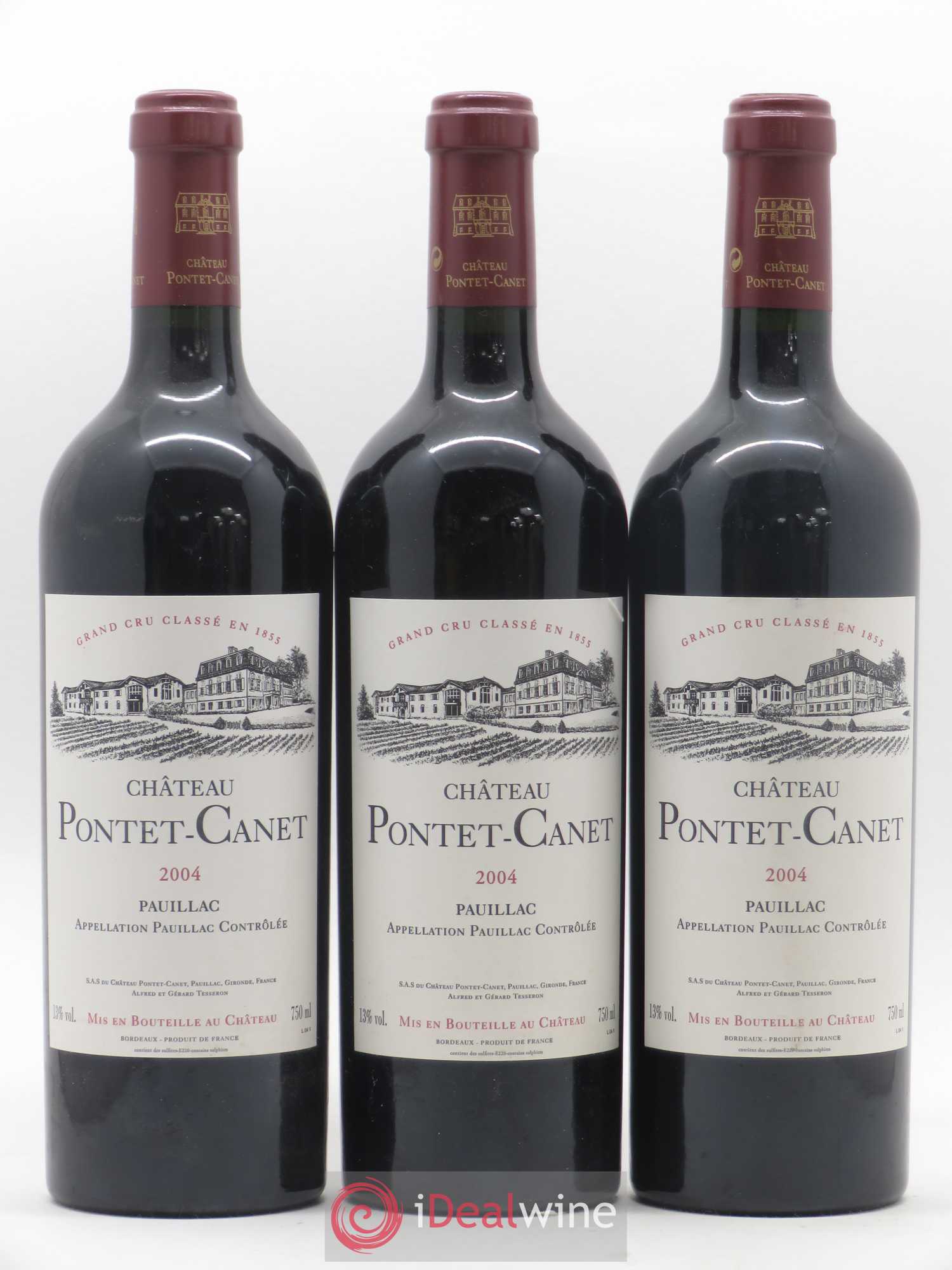 Château Pontet Canet 5ème Grand Cru Classé 2004 - Lot de 3 bouteilles - 0