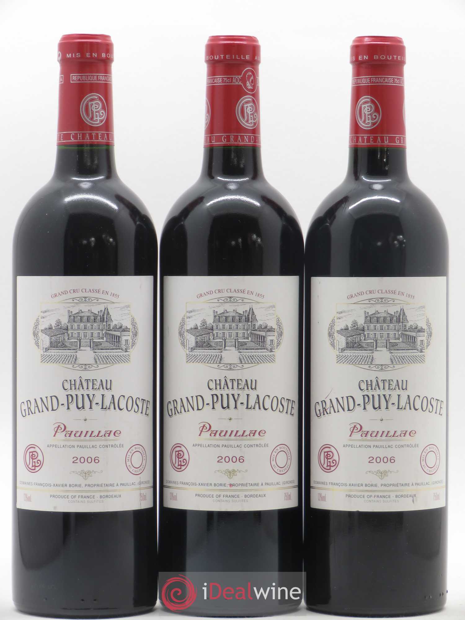 Château Grand Puy Lacoste 5ème Grand Cru Classé 2006 - Lot de 3 bouteilles - 0
