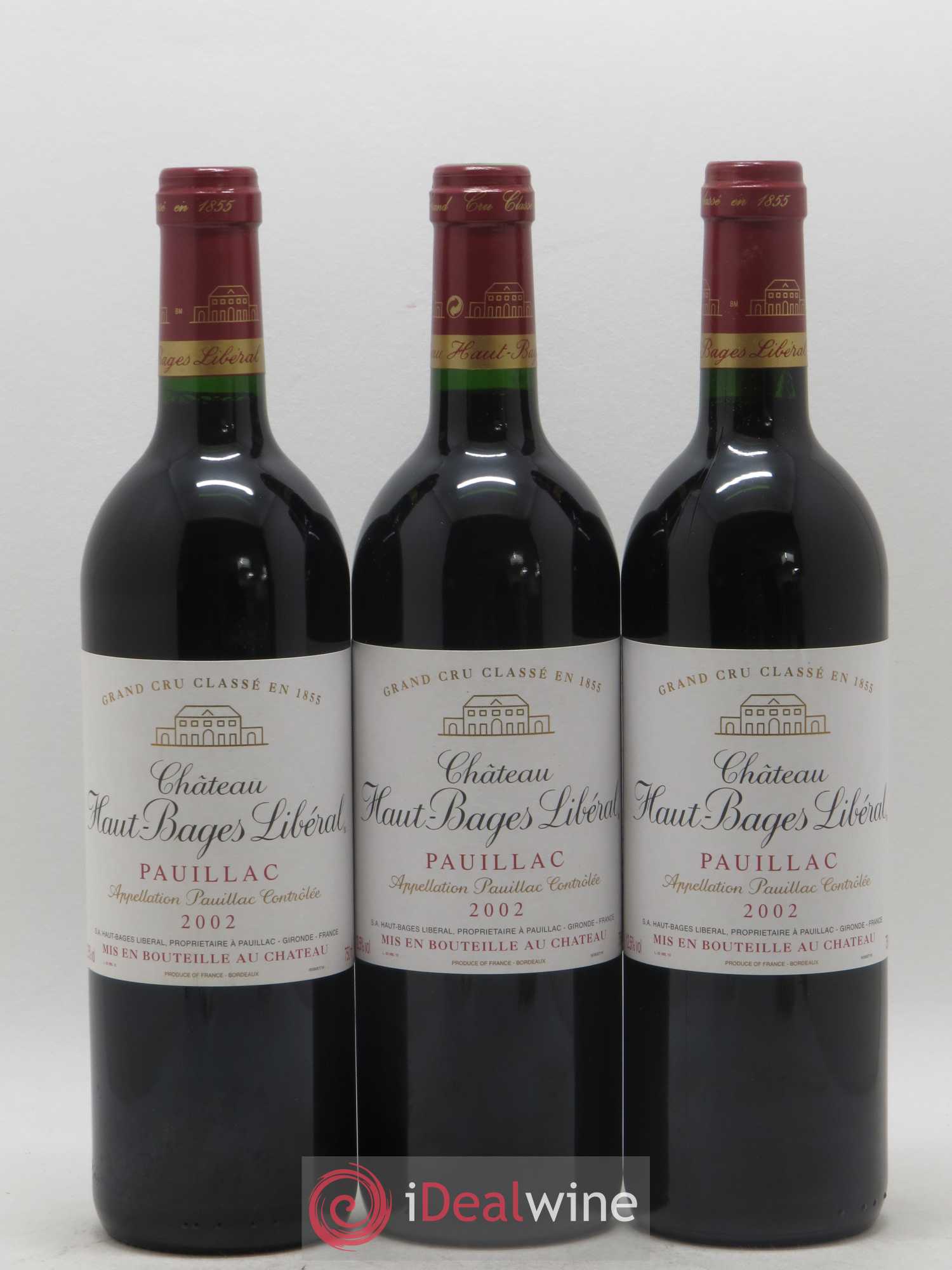 Château Haut Bages Libéral 5ème Grand Cru Classé 2002 - Lot de 3 bouteilles - 0