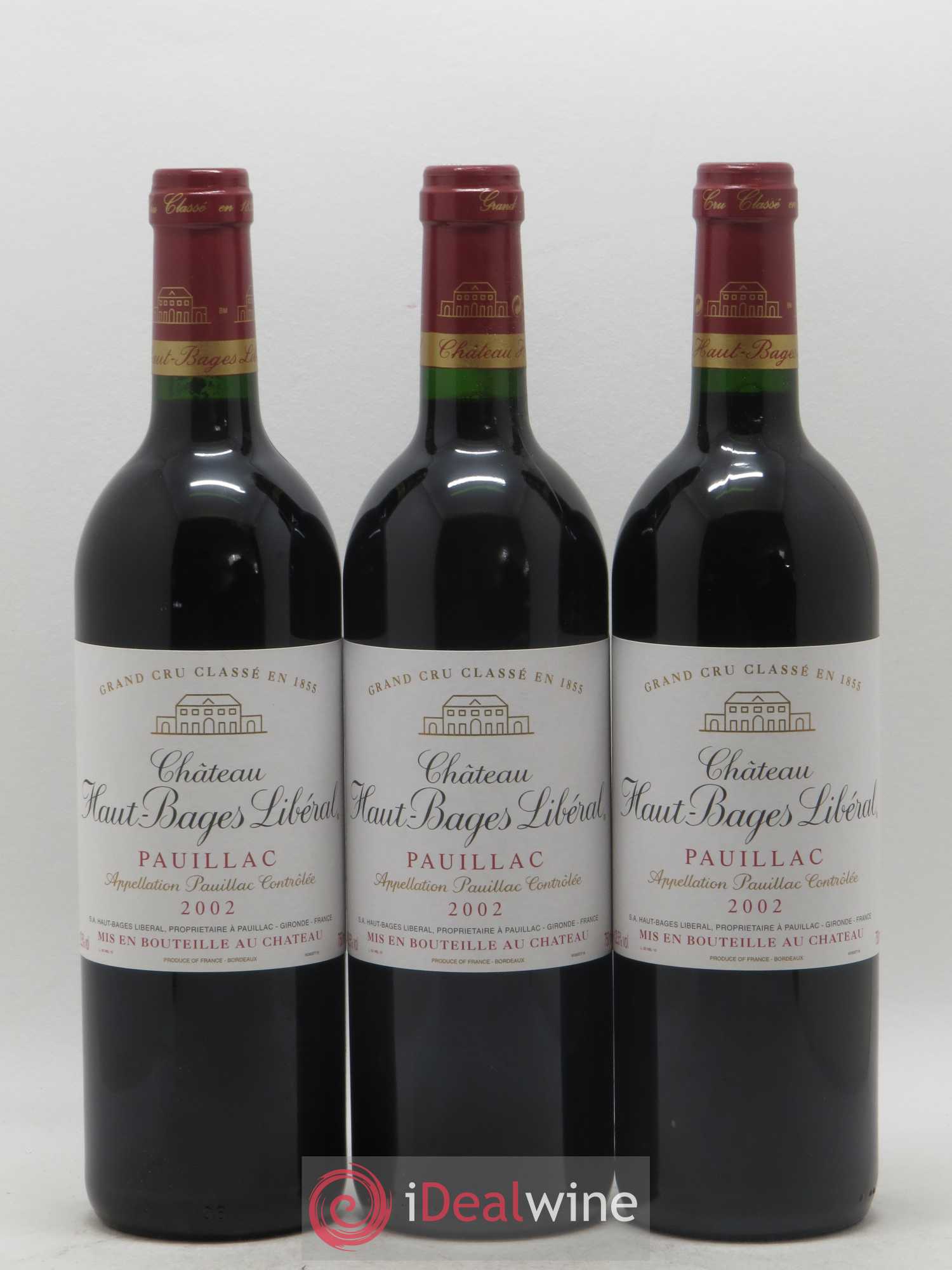 Château Haut Bages Libéral 5ème Grand Cru Classé 2002 - Lot de 3 bouteilles - 0
