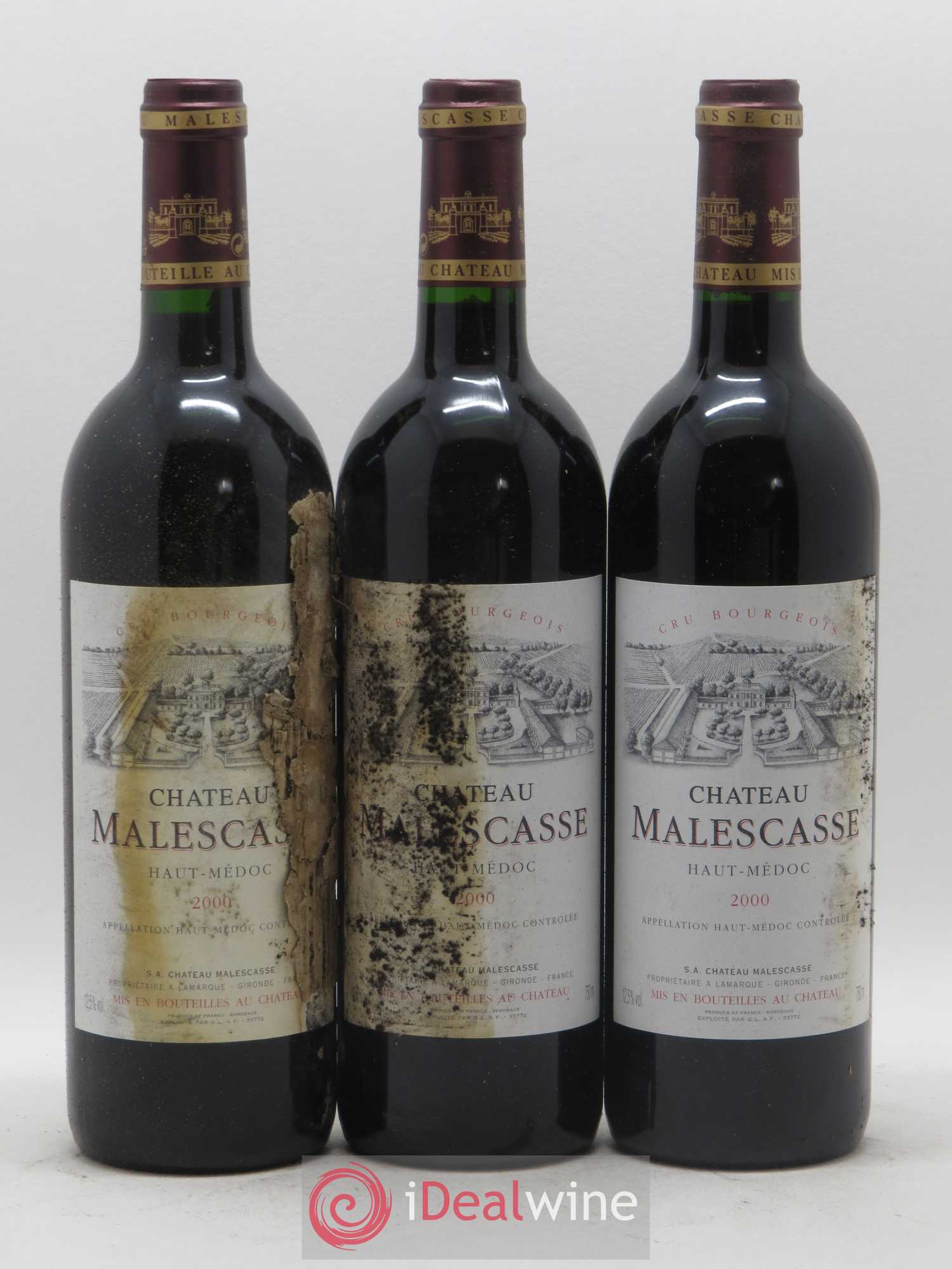 Château Malescasse Cru Bourgeois Exceptionnel 2000 - Lot de 3 bouteilles - 0