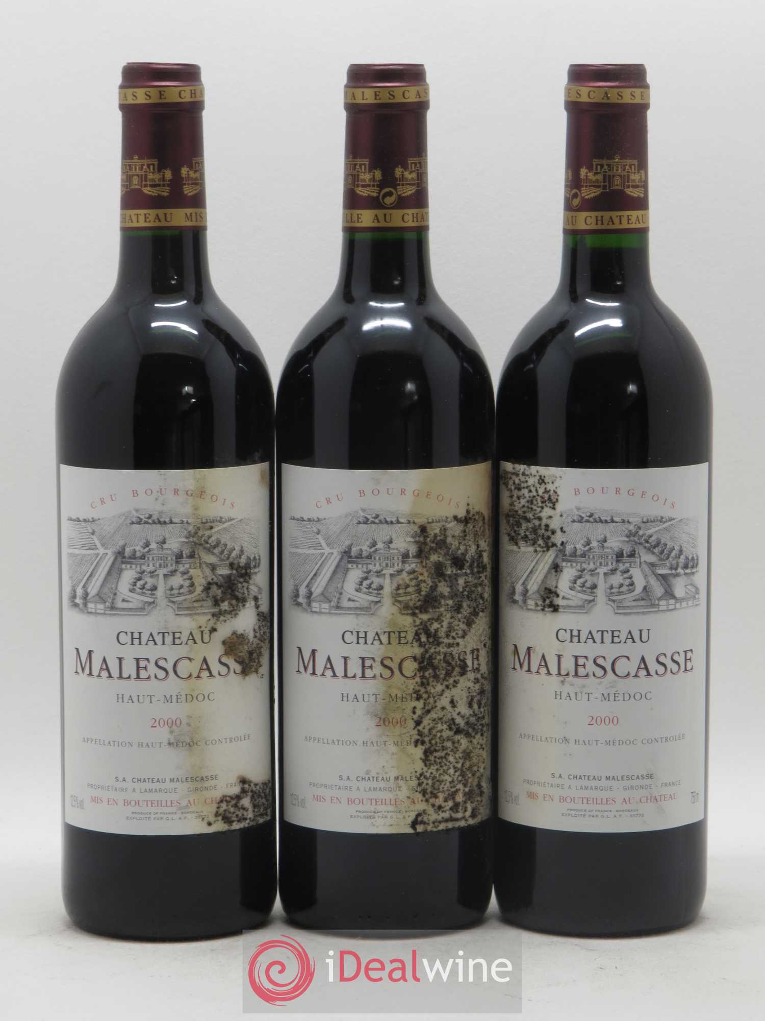 Château Malescasse Cru Bourgeois Exceptionnel 2000 - Lot de 3 bouteilles - 0