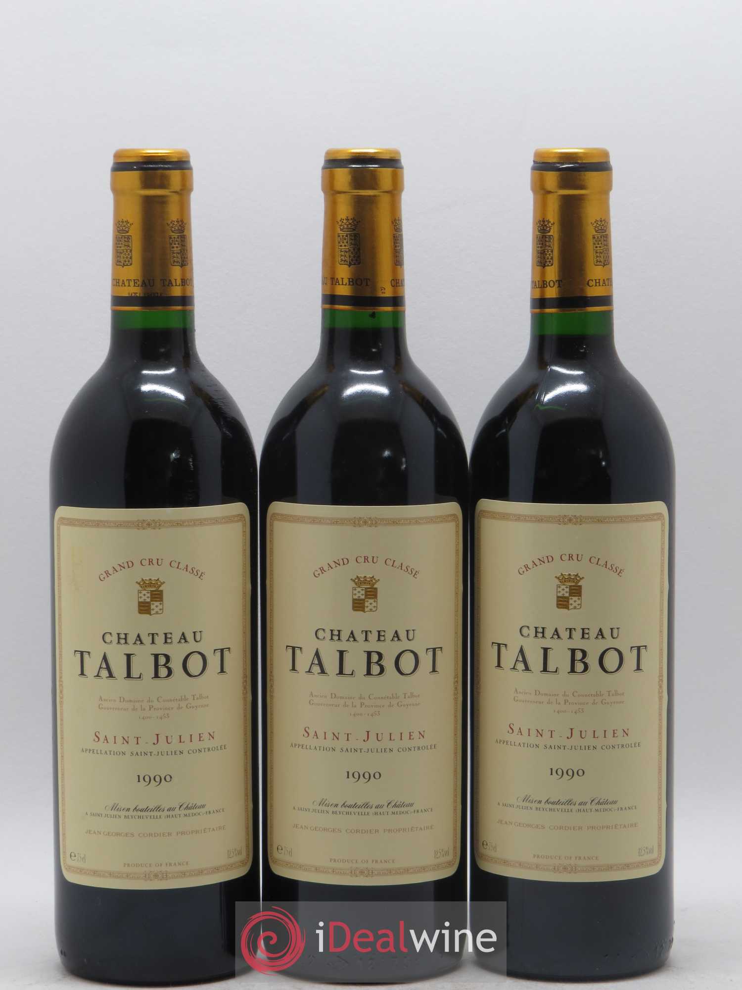 Château Talbot 4ème Grand Cru Classé 1990 - Lot de 3 bouteilles - 0
