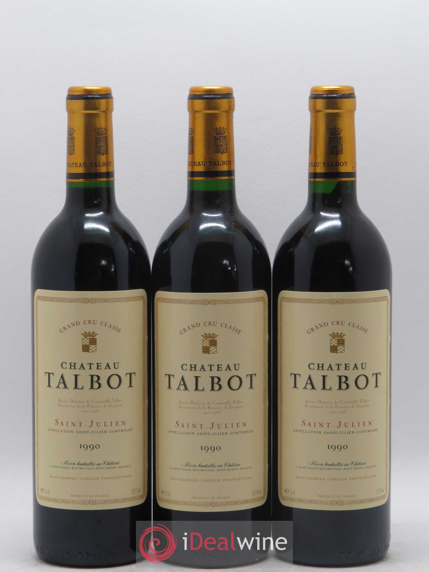 Château Talbot 4ème Grand Cru Classé 1990 - Lot de 3 bouteilles - 0