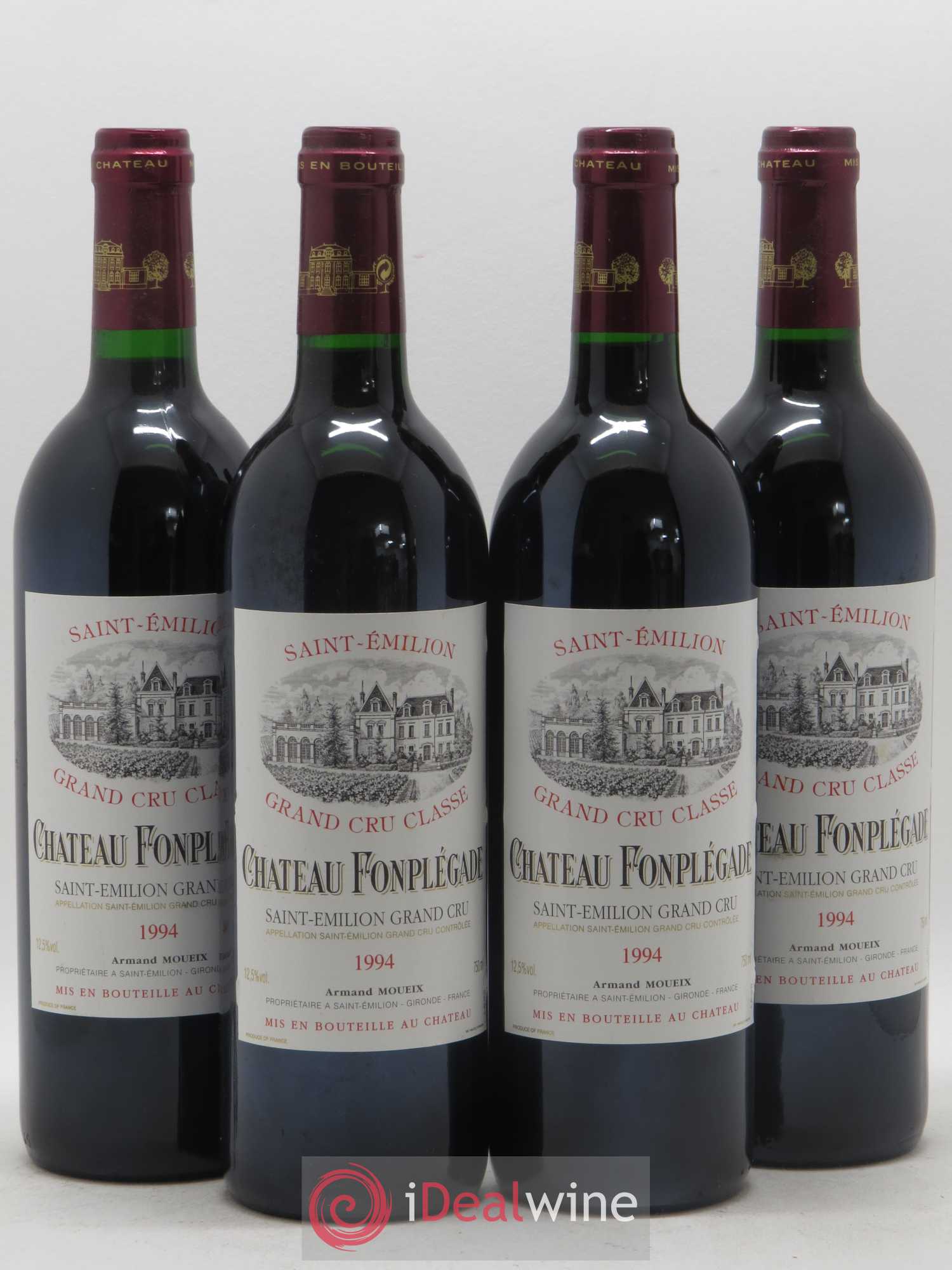 Château Fonplegade Grand Cru Classé 1994 - Lot de 4 bouteilles - 0