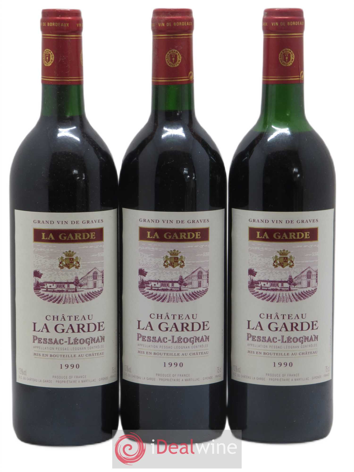 Pessac-Léognan Château Lagarde 1990 - Lot de 3 bouteilles - 0