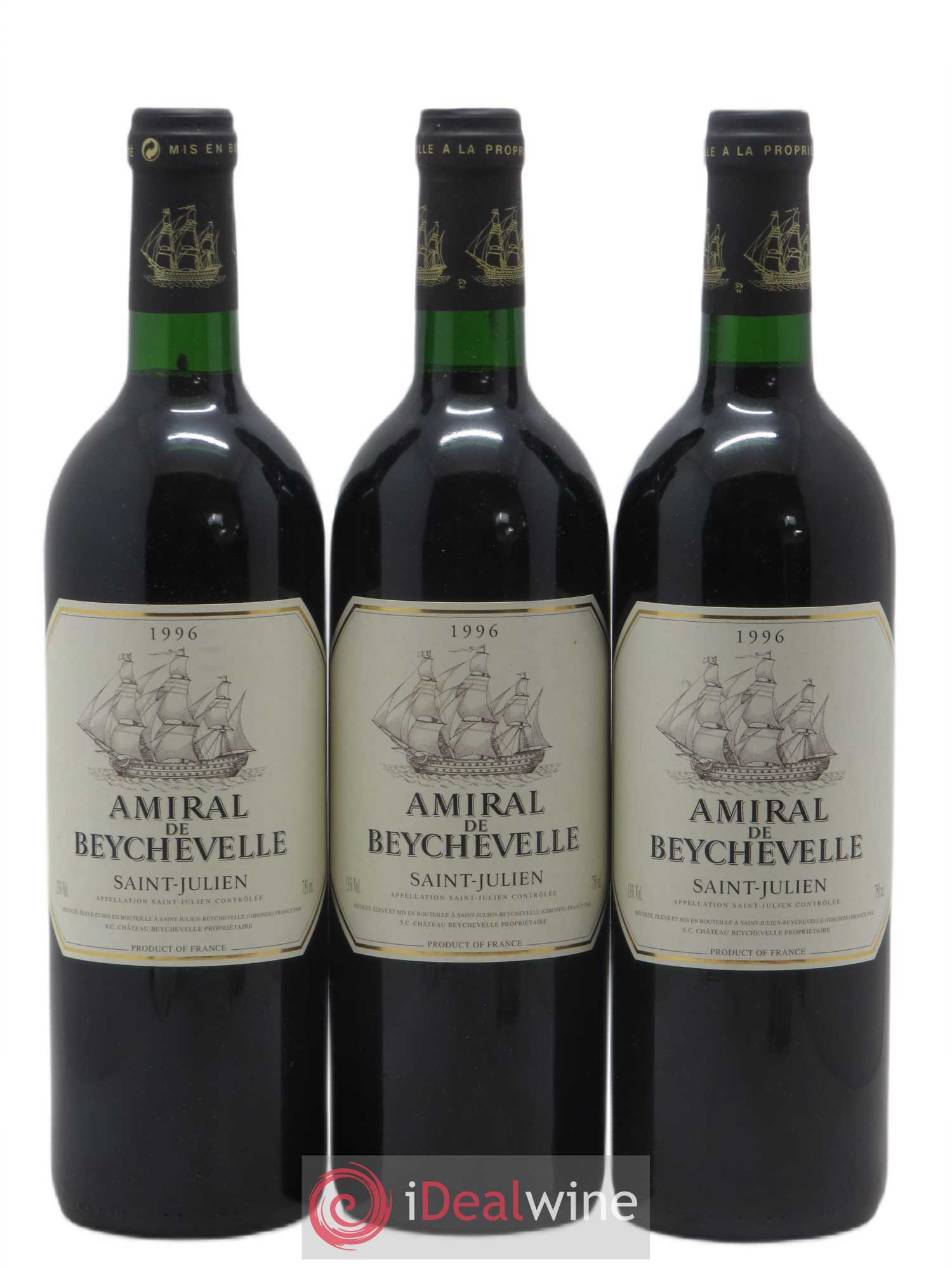 Amiral de Beychevelle Second Vin 1996 - Lot de 3 bouteilles - 0