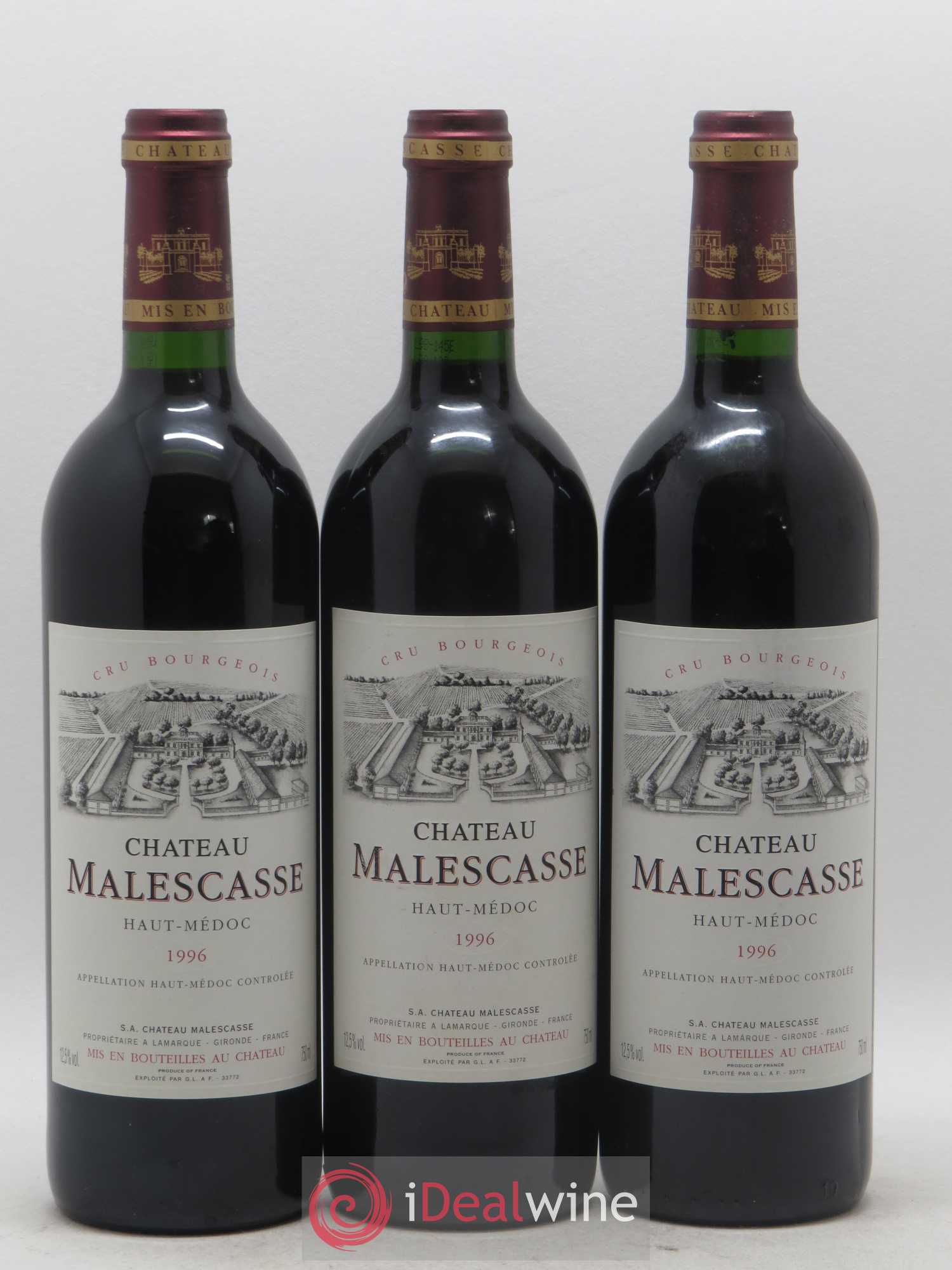 Château Malescasse Cru Bourgeois Exceptionnel 1996 - Lot de 3 bouteilles - 0