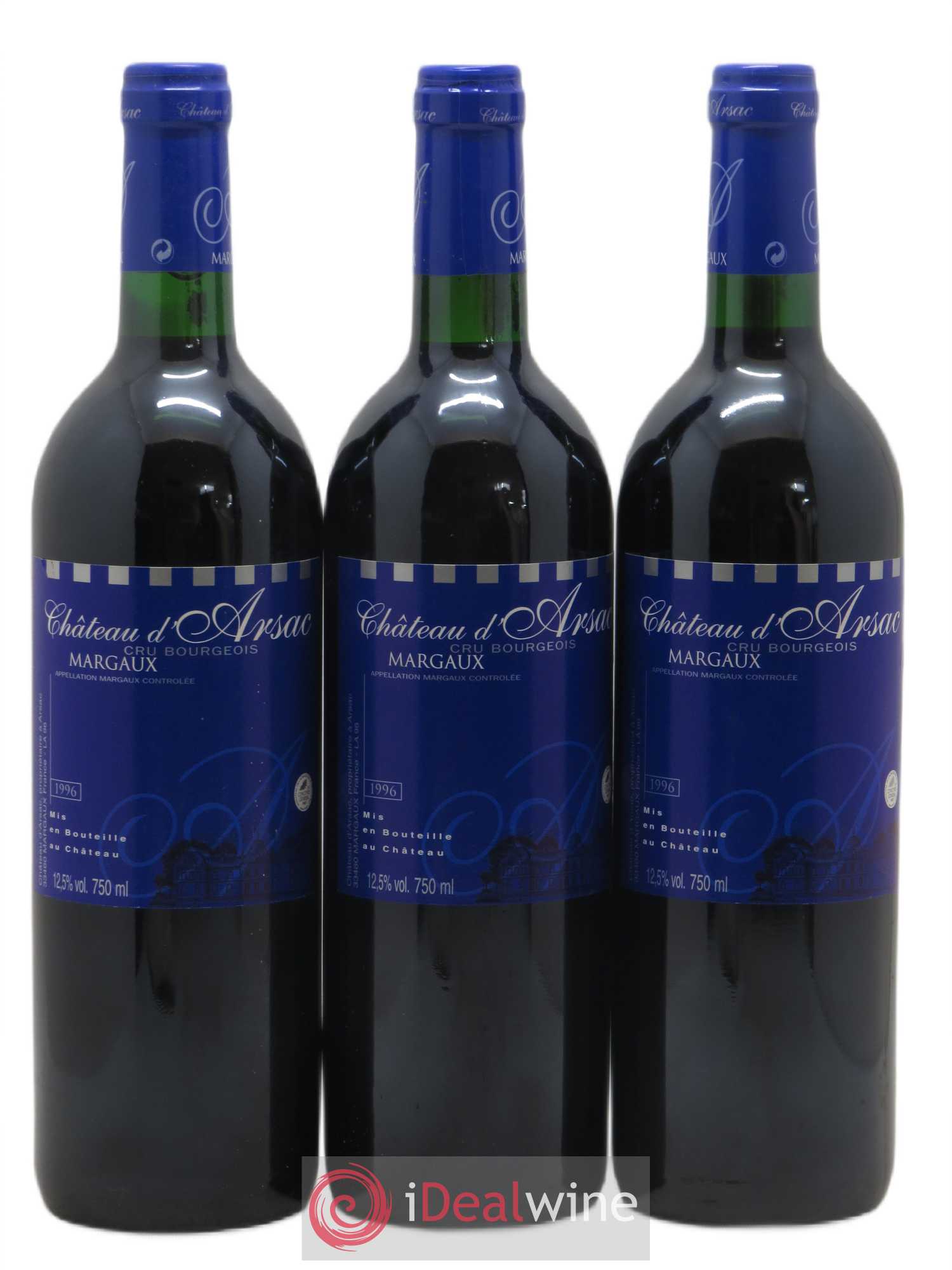 Château d' Arsac Cru Bourgeois 1996 - Lot de 3 bouteilles - 0
