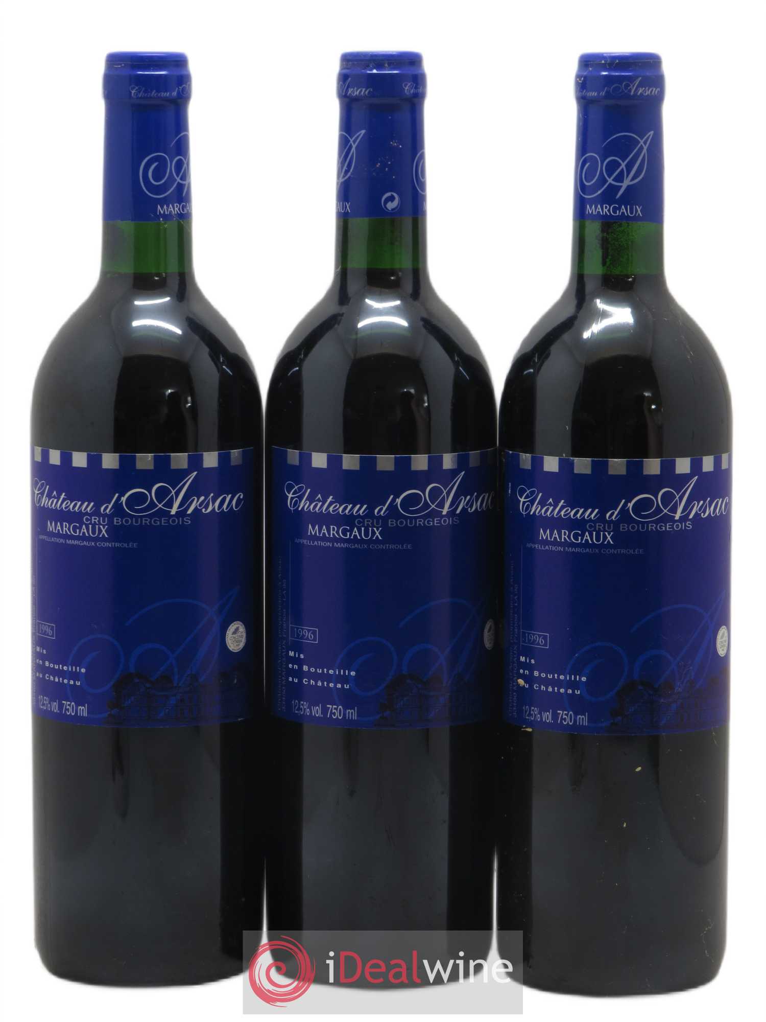 Château d' Arsac Cru Bourgeois 1996 - Lot de 3 bouteilles - 0