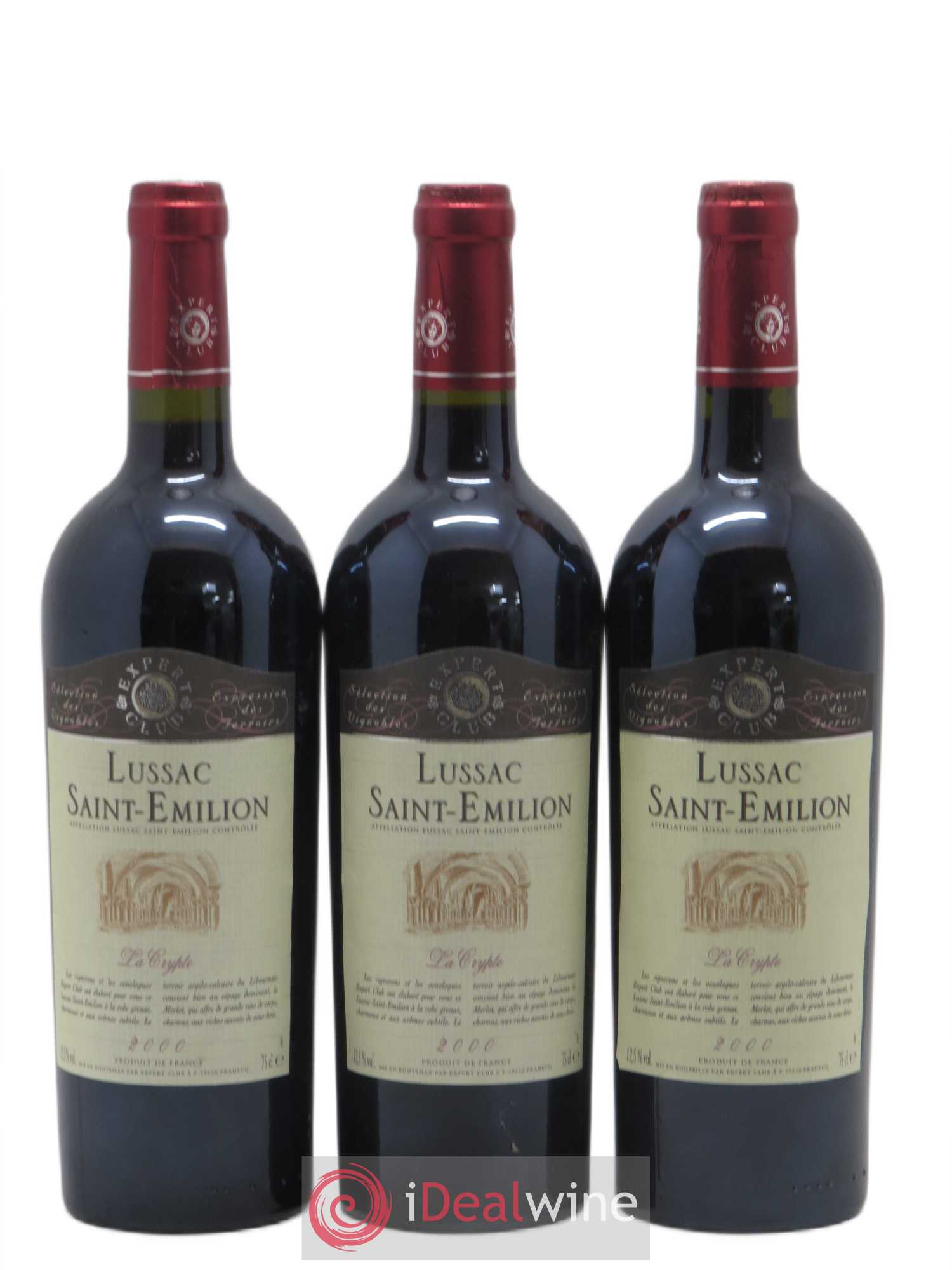 Lussac Saint-Émilion La Crypte 2000 - Lot de 3 bouteilles - 0