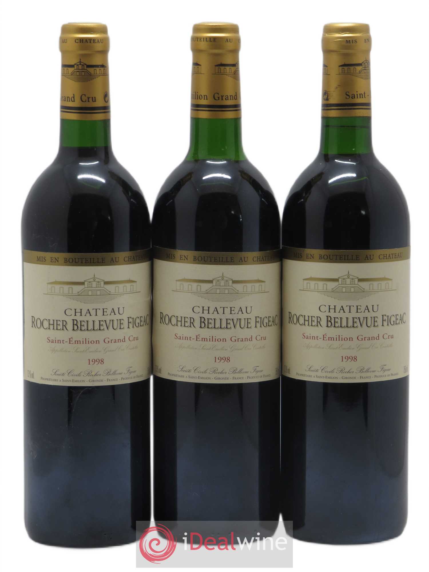 Saint-Émilion Grand Cru Rocher Bellevue Figeac 1998 - Lot de 3 bouteilles - 0
