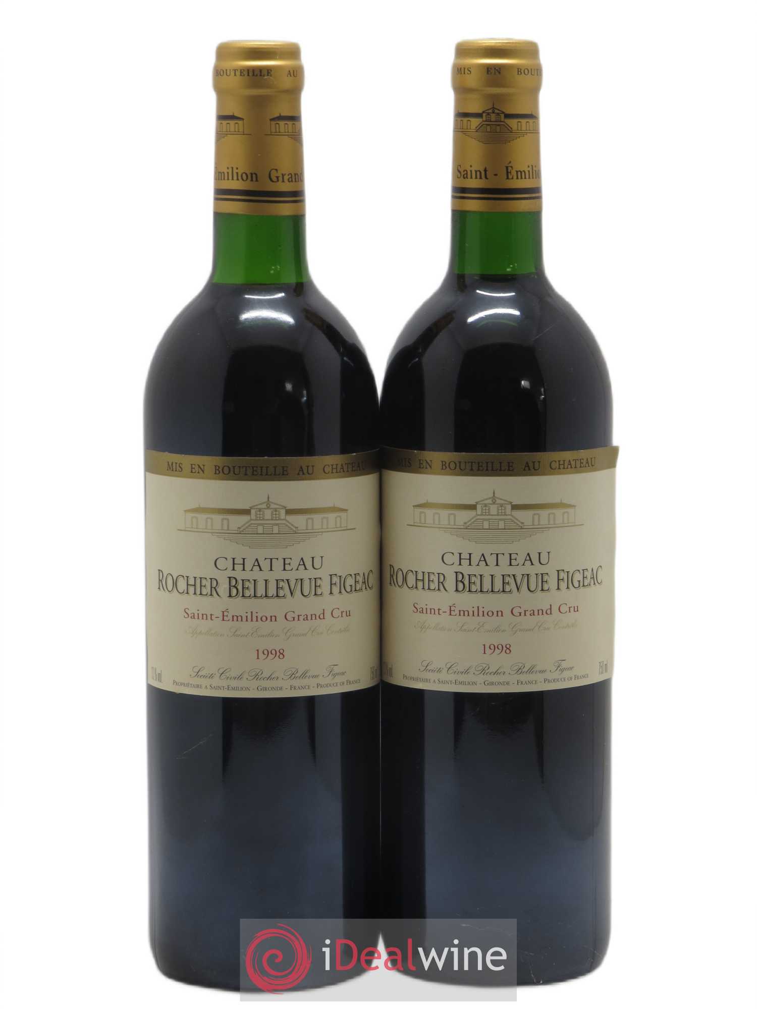 Saint-Émilion Grand Cru Rocher Bellevue Figeac 1998 - Lot de 2 bouteilles - 0
