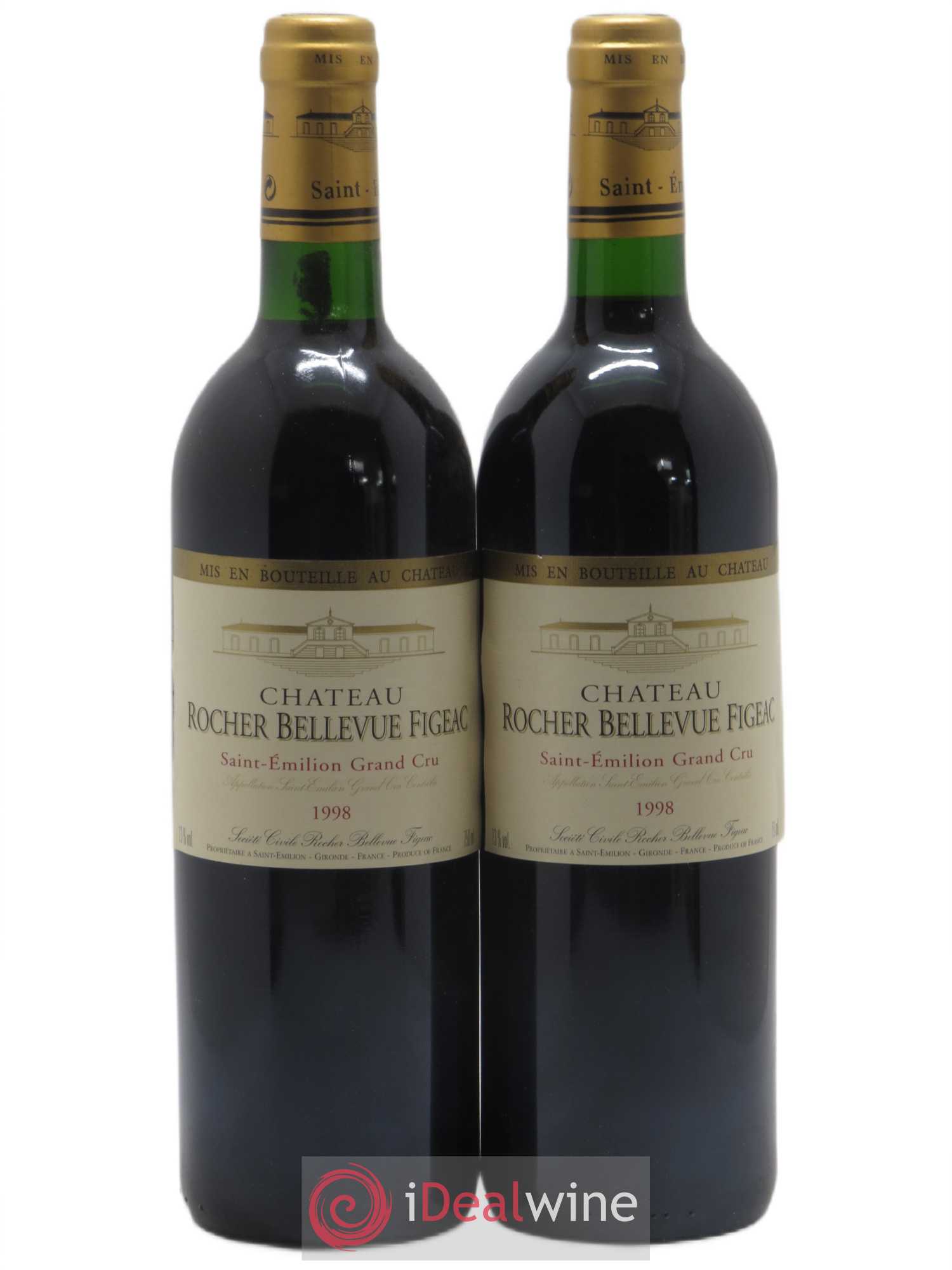 Saint-Émilion Grand Cru Rocher Bellevue Figeac 1998 - Lot de 2 bouteilles - 0