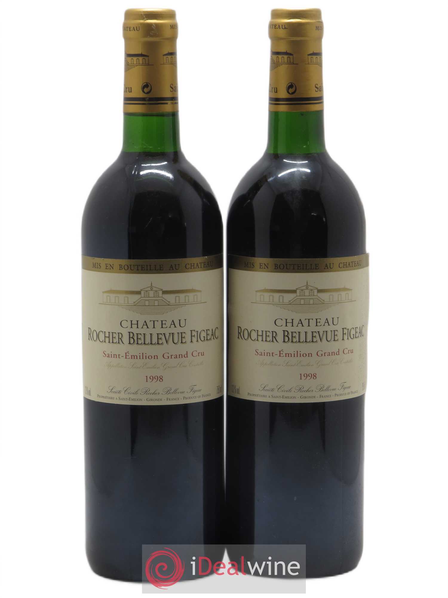 Saint-Émilion Grand Cru Rocher Bellevue Figeac 1998 - Lot de 2 bouteilles - 0