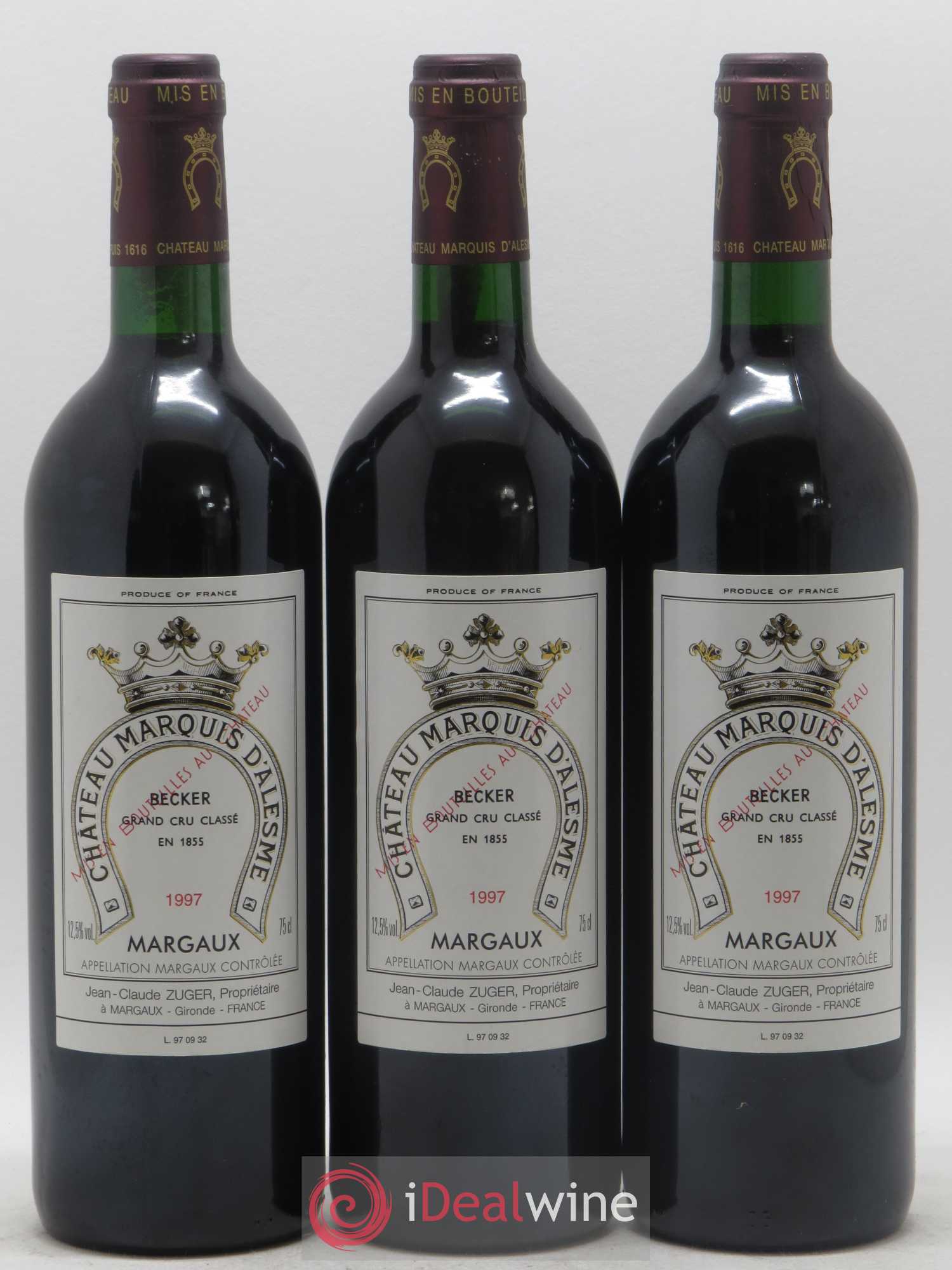 Château Marquis d'Alesme 1997 - Lot de 3 bouteilles - 0