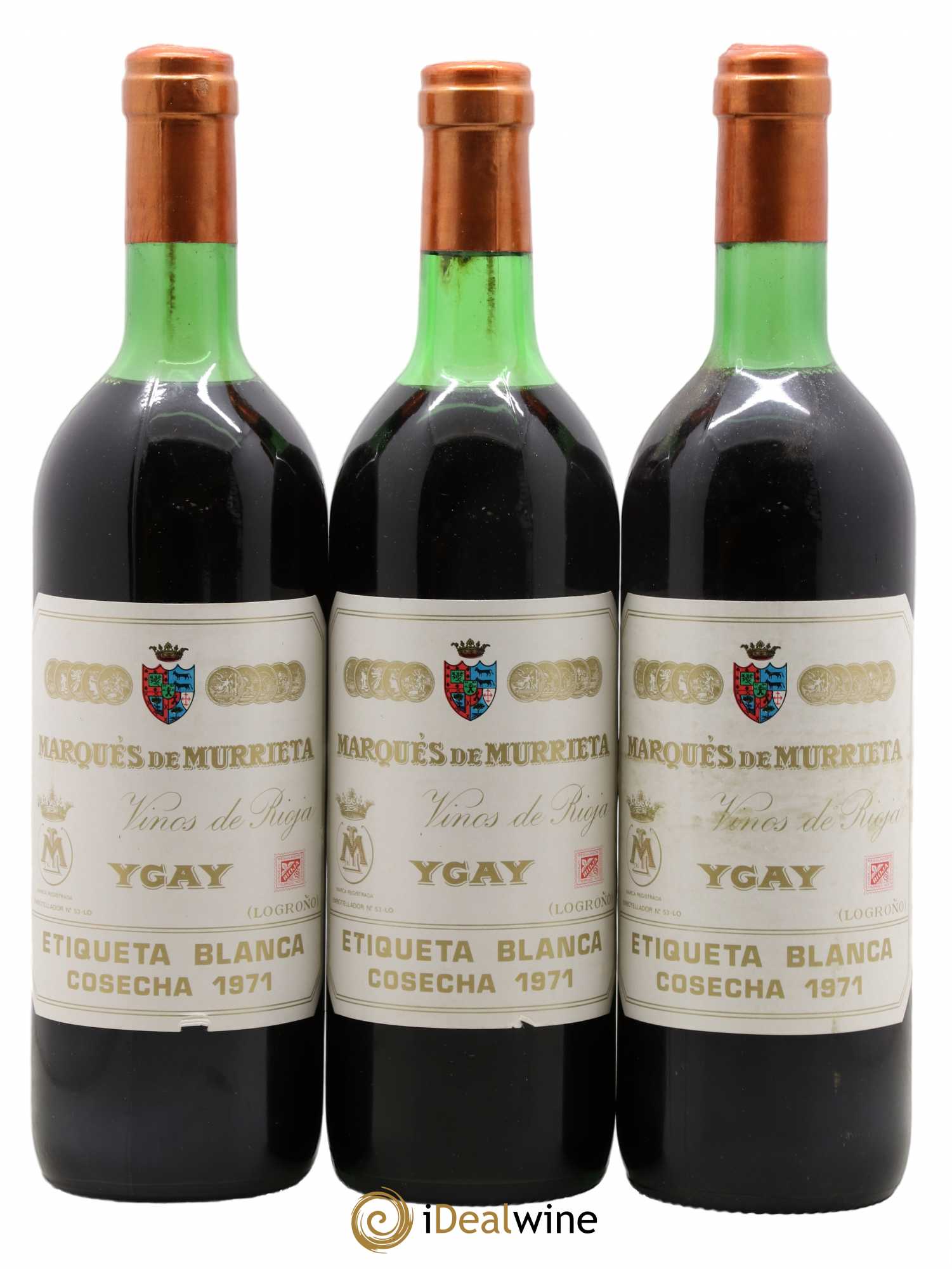 Rioja DOCA Ygay Etiqueta blanca Marques de Murrieta 1971 - Lotto di 3 bottiglie - 0