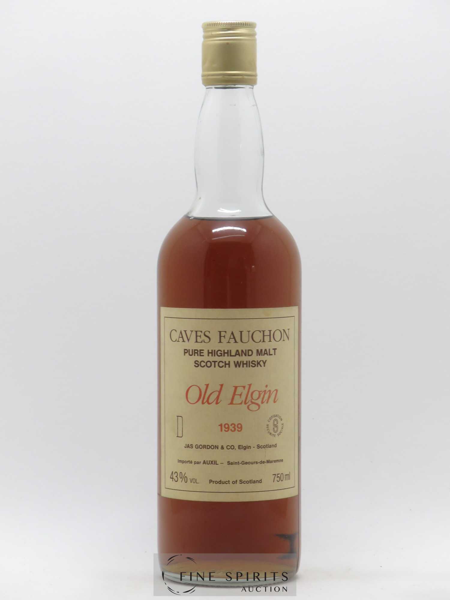 Old Elgin 1939 Gordon & MacPhail Caves Fauchon Auxil Import - Lot of 1 bottle - 1
