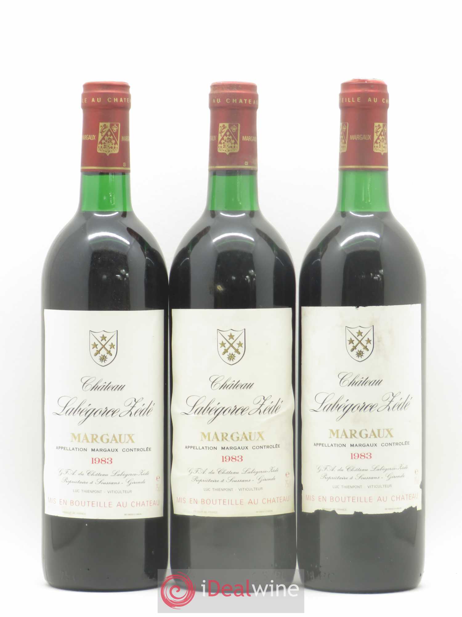 Château Labegorce Zédé Cru Bourgeois 1983 - Lot de 3 bouteilles - 0