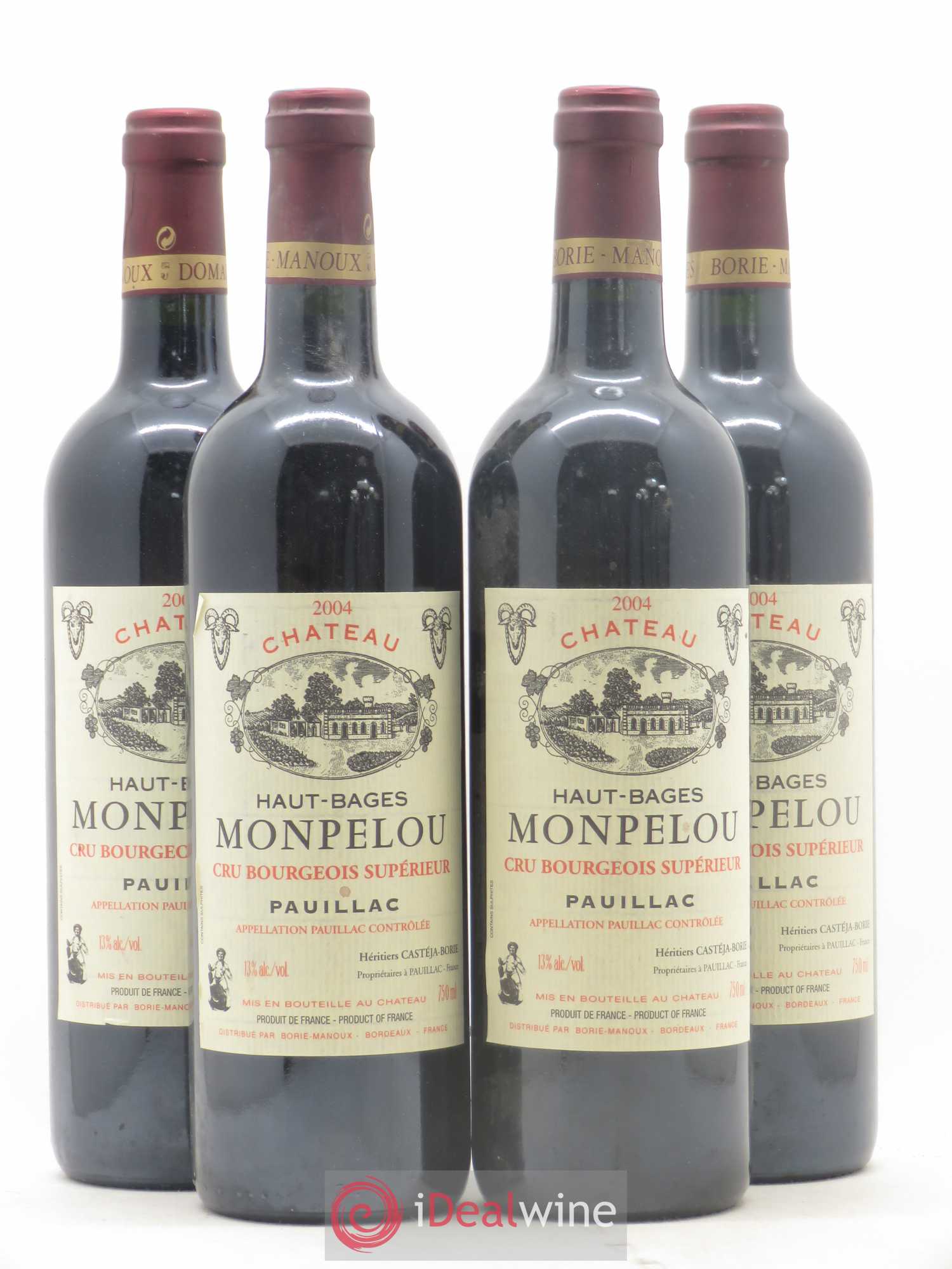 Château Haut Bages Monpelou Cru Bourgeois 2004 - Lot de 4 bouteilles - 0