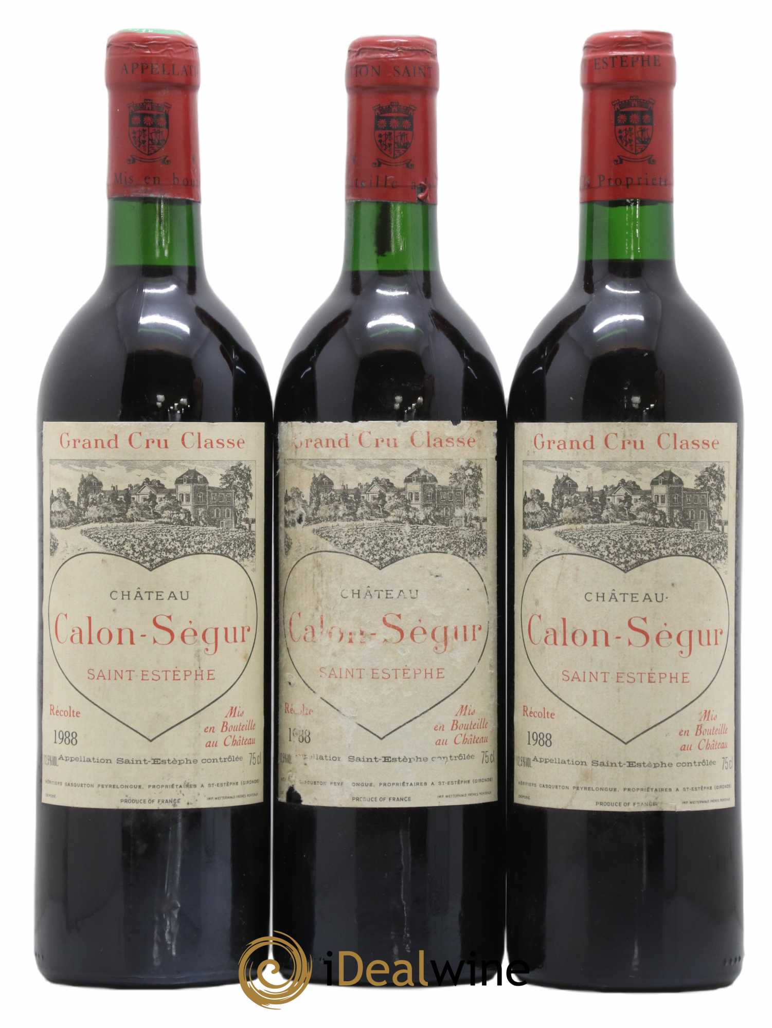 Château Calon Ségur 3ème Grand Cru Classé 1988 - Lot de 3 bouteilles - 0